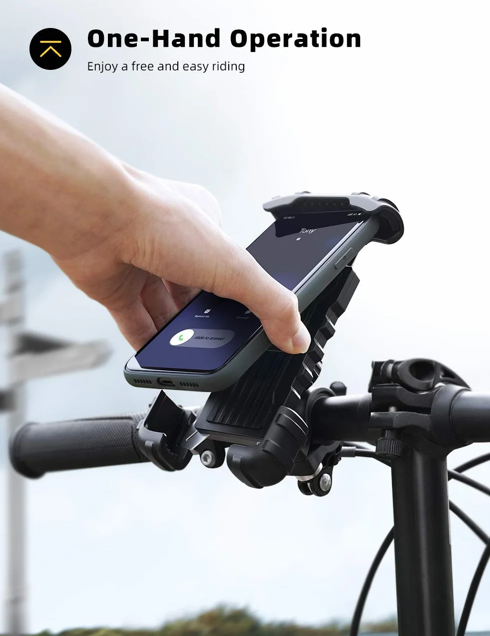 Lamicall Uchwyt na telefon rowerowy, stojak na telefon motocyklowy - Uniwersalny uchwyt obrotowy 360 na iPhone 12, 11 Pro Xs Max XR X 8 7 6S Plus, HUAWEI, Samsung S10 S9 S8, inne telefony
