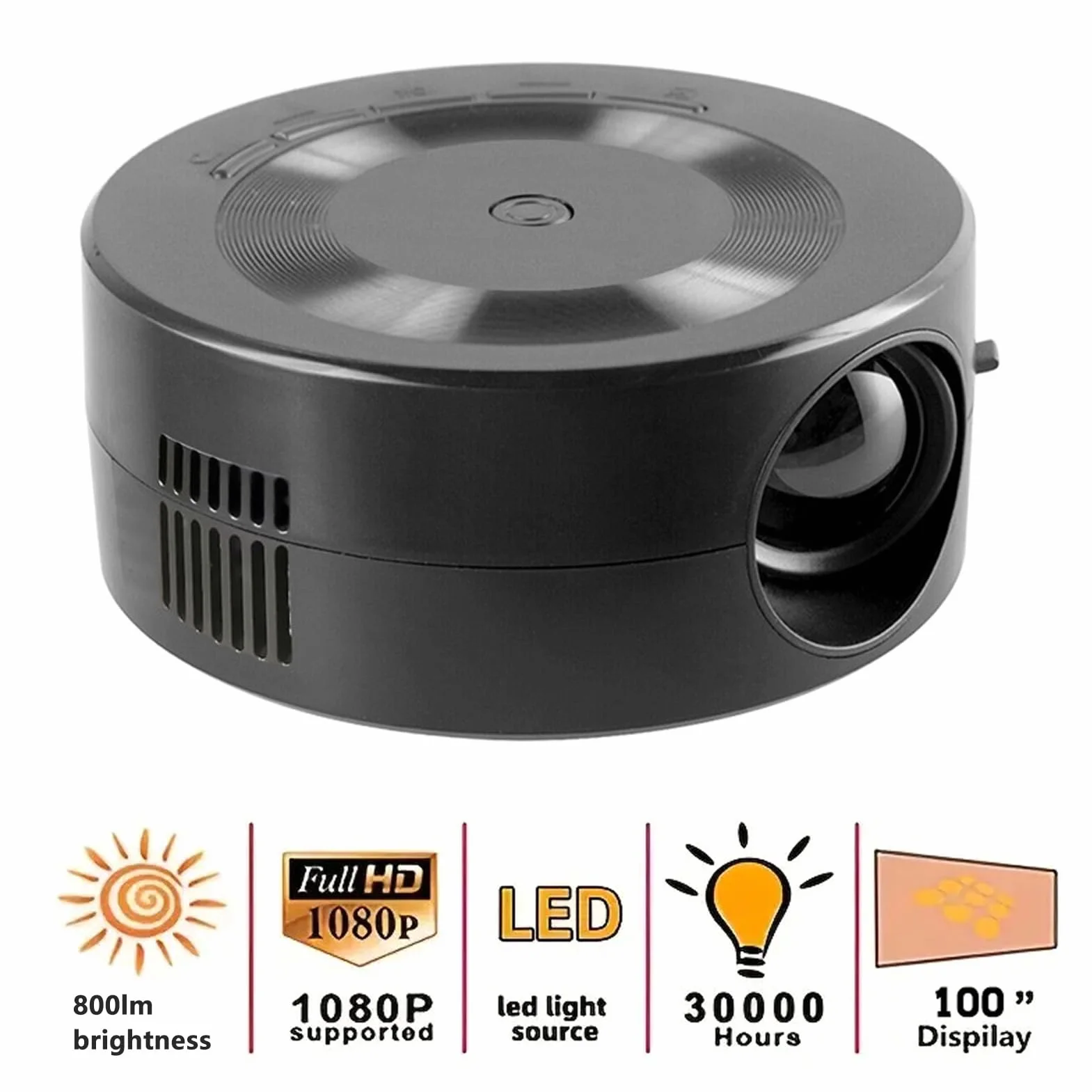 Mini Projektor, Przenośny Projektor Filmowy, Inteligentny Projektor Domowy 1080p, Obsługa Tej Samej Funkcji Ekranu, dla Tabletów z Telefonami z Systemem IOS i Androidem,