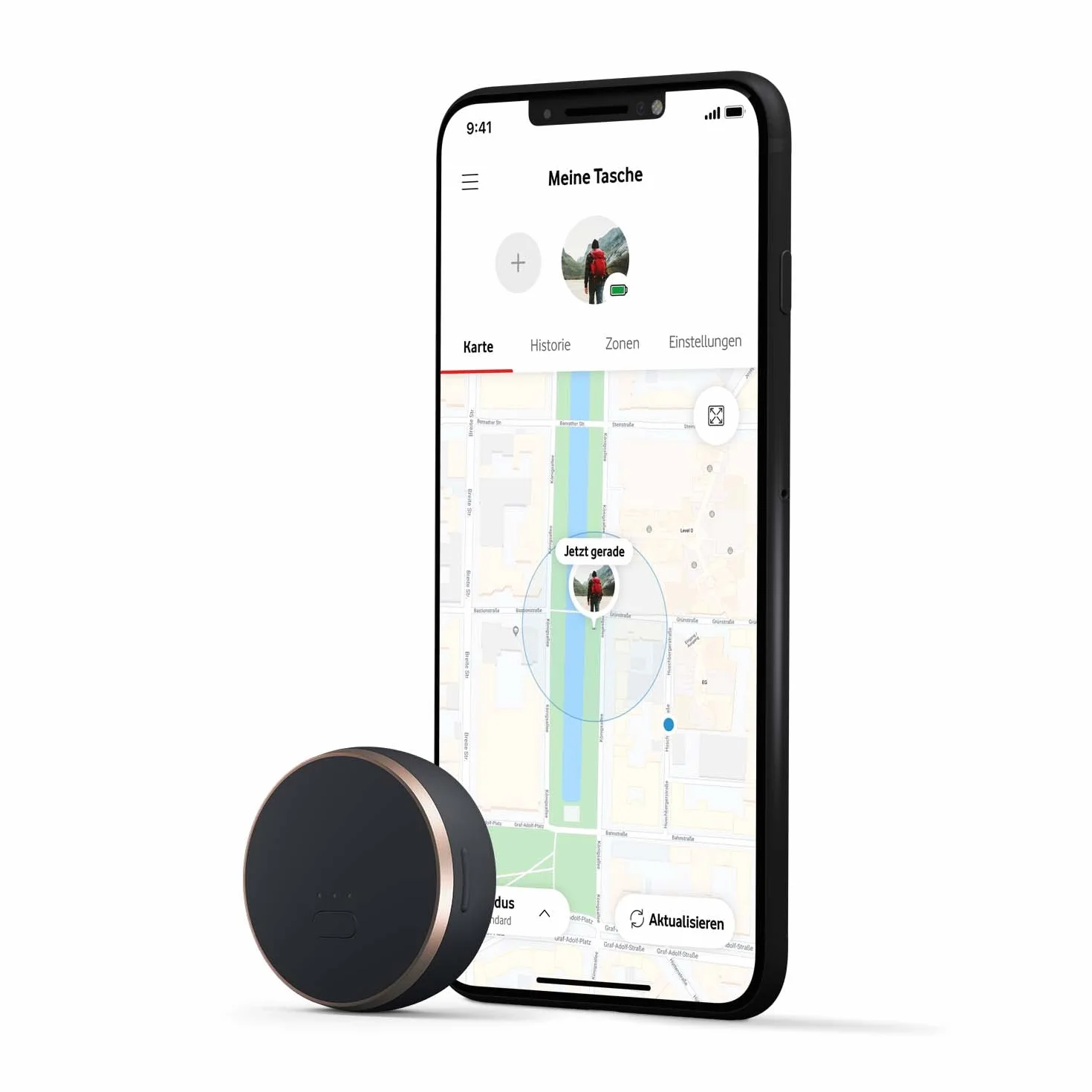 Vodafone Curve Smart Tracker GPS ze zintegrowaną inteligentną kartą SIM, lekki tracker do toreb, psów, samochodu, laptopa, kluczy – 100 dni bezpłatnie