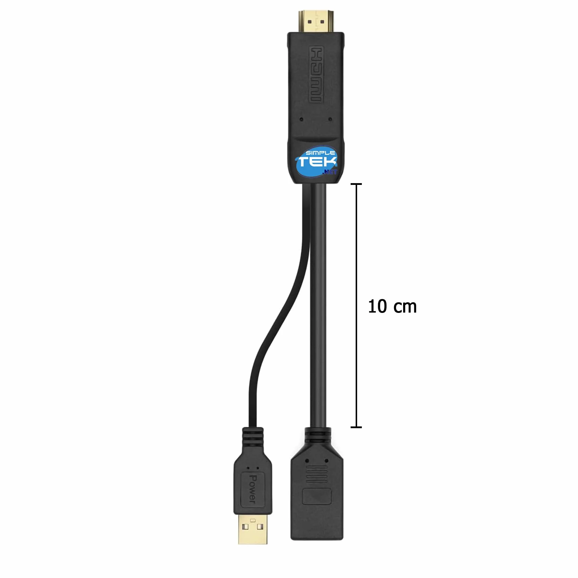 SIMPLETEK - Adapter aktywny HDMI męski na żeński DisplayPort z zasilaniem USB-A - obsługa 4K przy 30 Hz, dźwięk 7.1, 10 cm