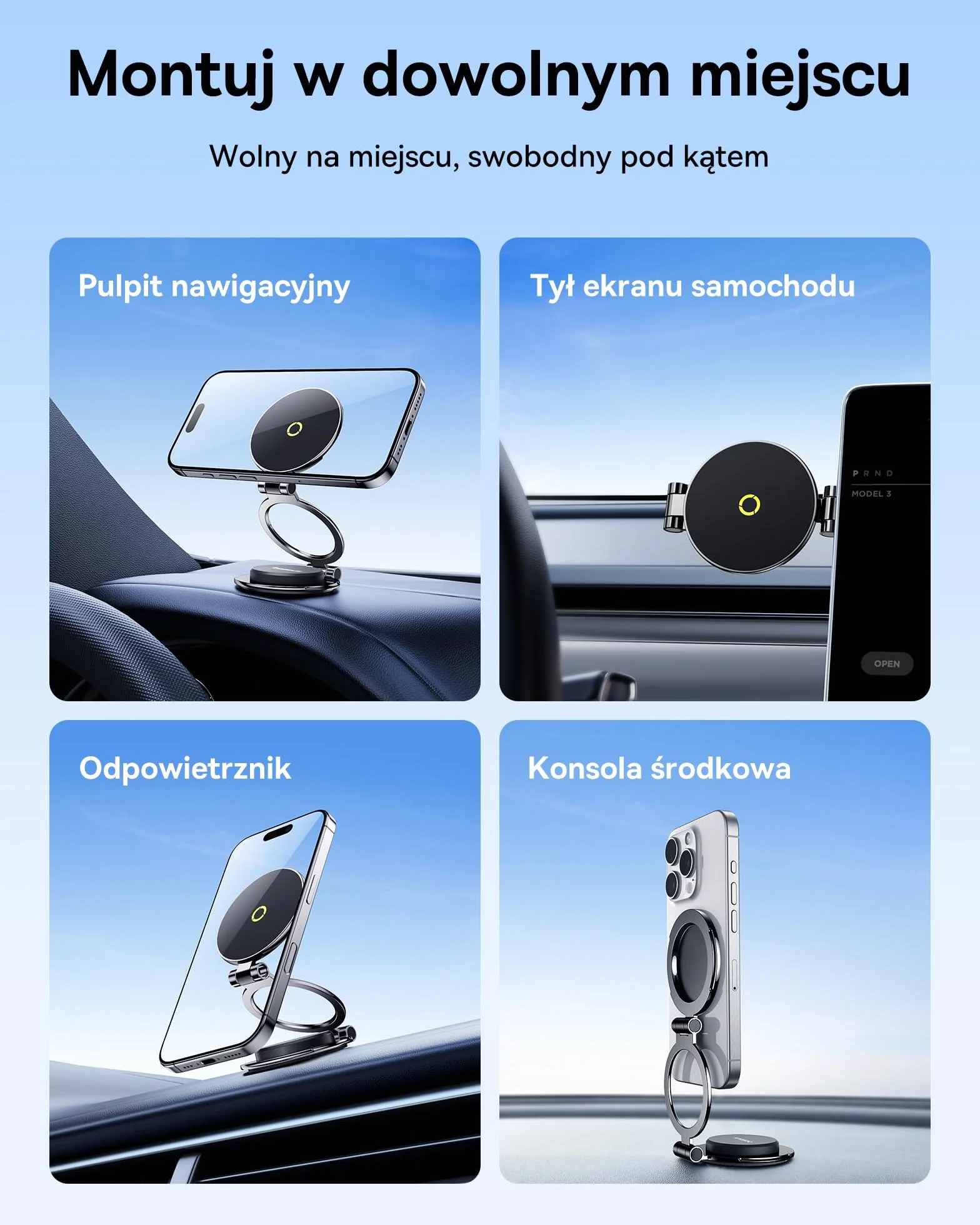 Baseus MagPro II uchwyt samochodowy na telefon komórkowy magnetyczny, [w pełni metalowy] [20x magnesy N56] [obracany o 360° i wysuwany] uchwyt MagSafe na telefon komórkowy, do iPada, iPhone 12-16