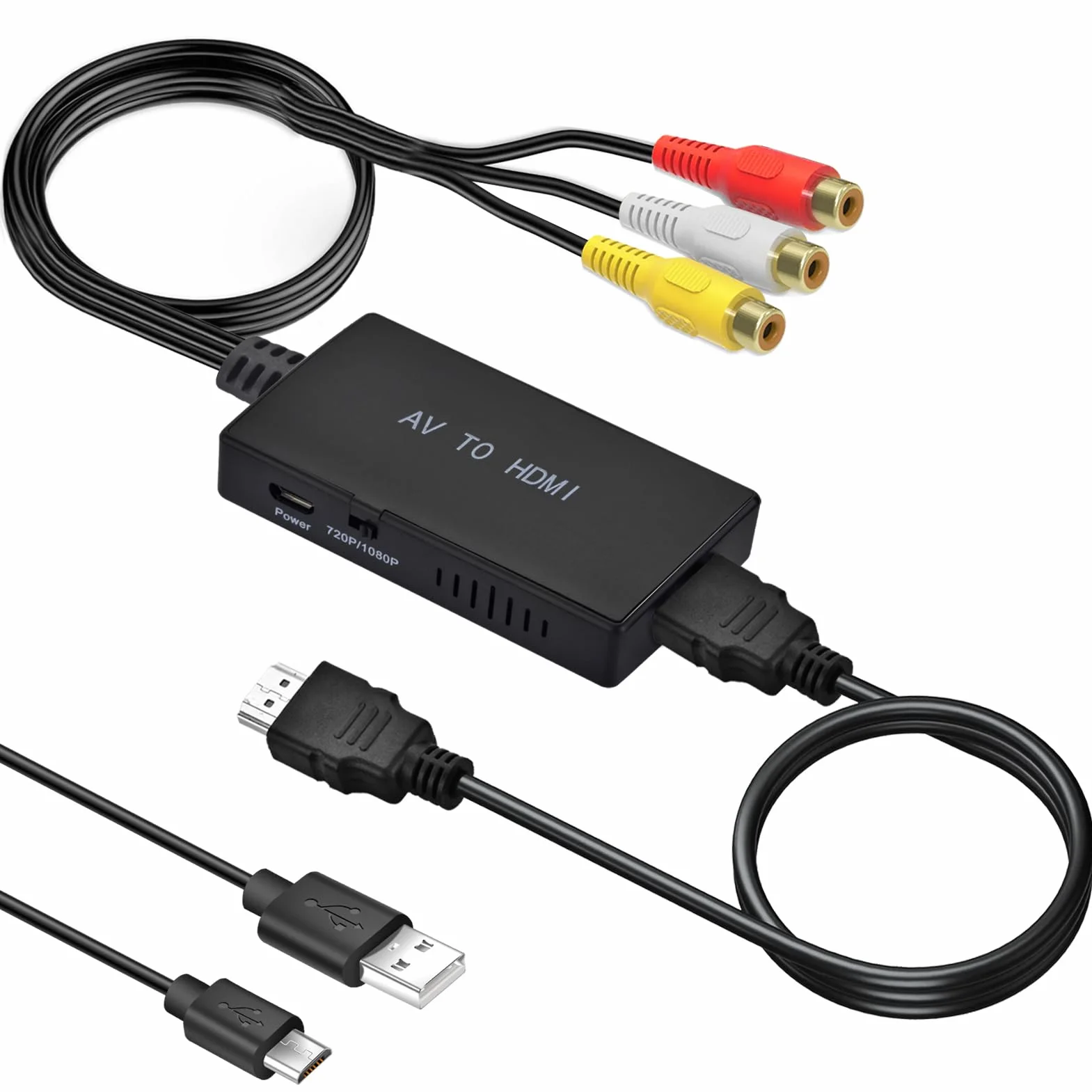 Adapter RCA na HDMI 1080P, Cinch z Kablem do PS2/PS3/Xbox/SNES/N64/STB/VHS/VCR, Nagrywarka Wideo DVD, Obsługuje PAL/NTSC