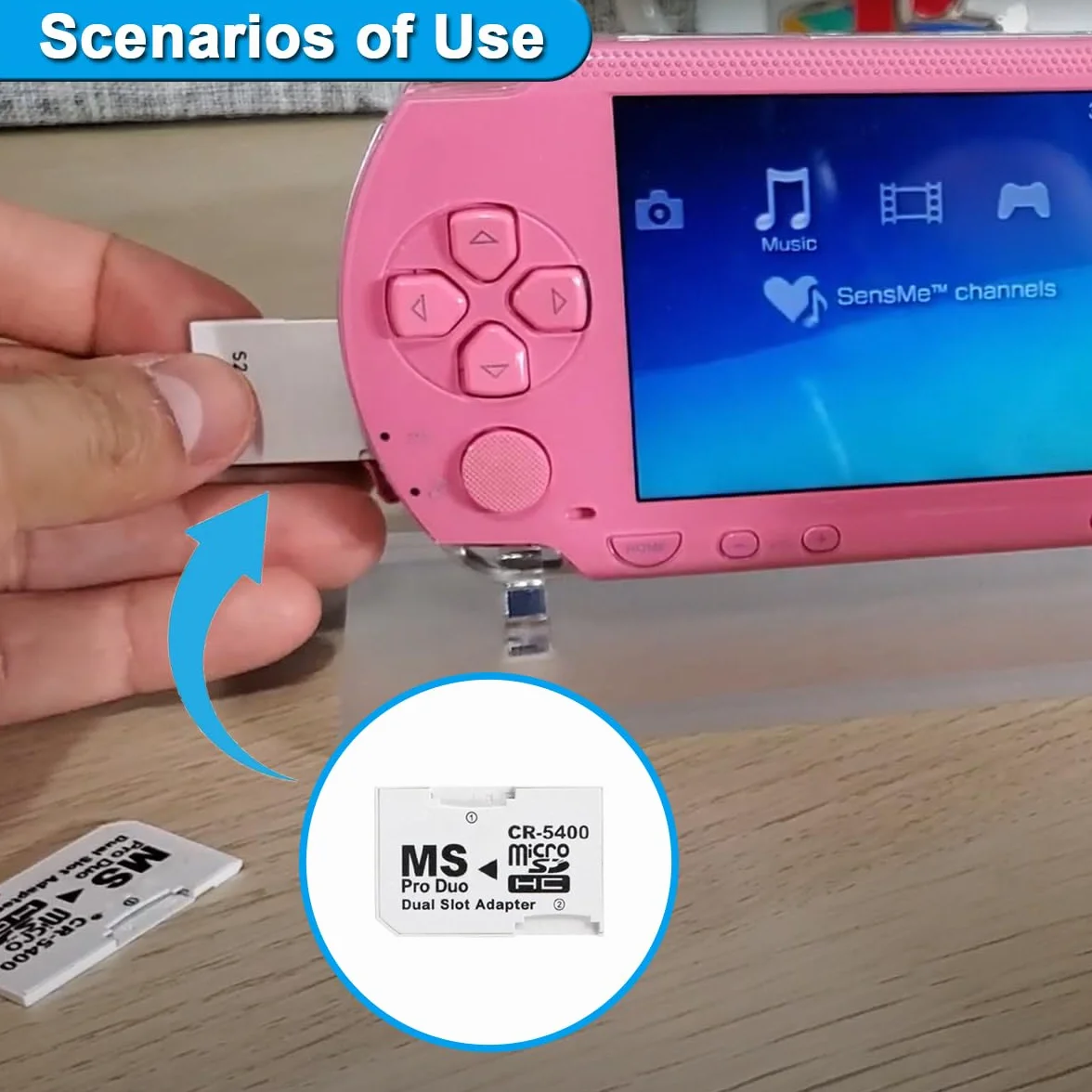 Podwójny adapter Micro SD/SDHC na Memory Stick Pro Duo do PSP 1000 2000 3000 E1000 3001 Sony Cyber shot