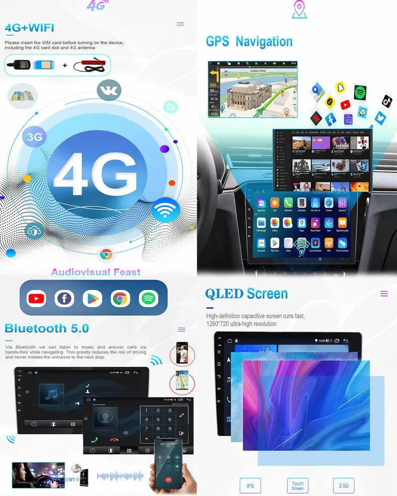Y300s, Android 15.0 Stereo zamiennik dla Fo-rd S-MAX 2006-2015 Radio samochodowe z nawigacją GPS 9-calowy przenośny odtwarzacz multimedialny DVD Odbiornik FM BT z Android Auto CarPlay