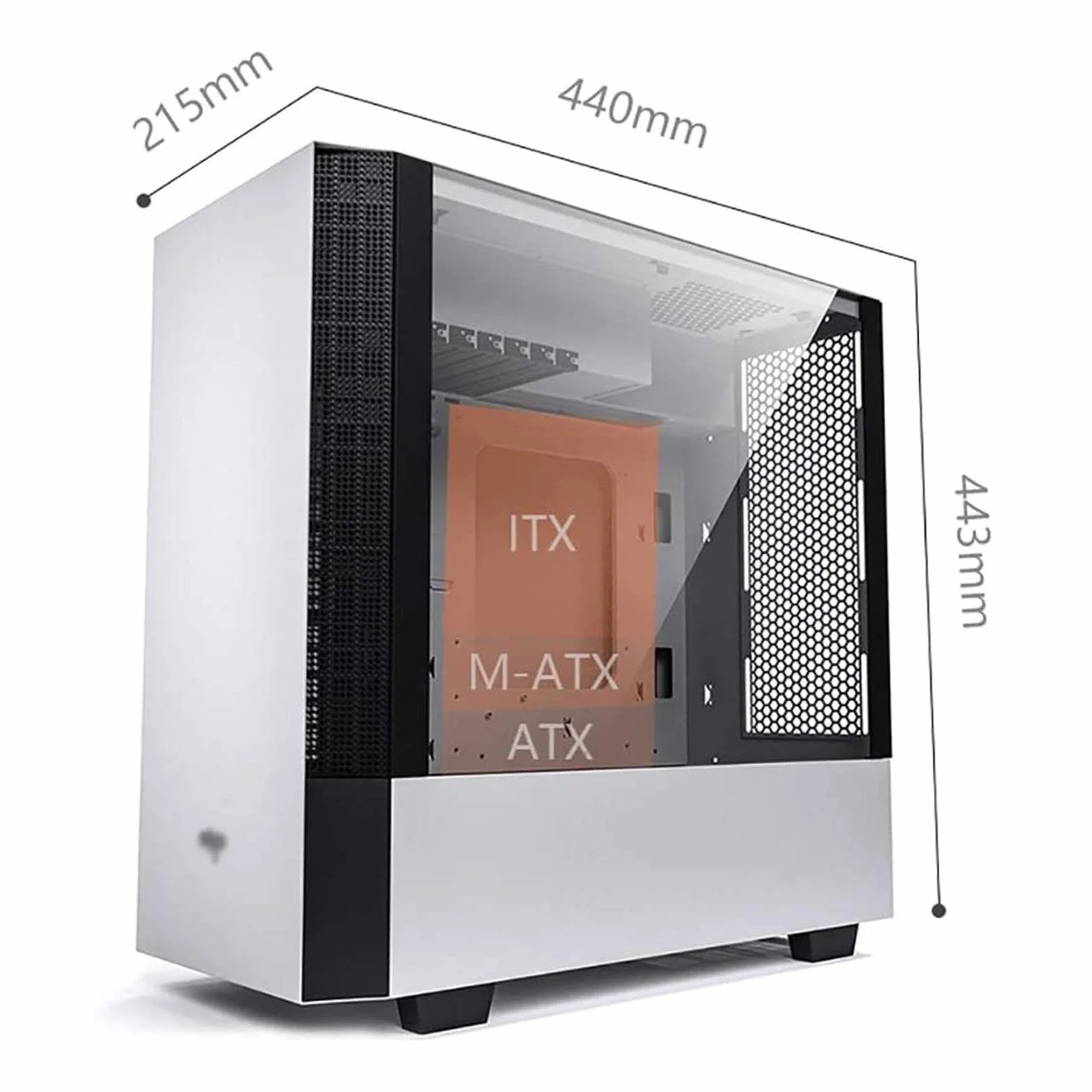 Obudowa komputera Szkło hartowane z pełnymi bokami 5 wentylatorów Obsługuje formaty ATX/M-ATX/ITX Obsługuje chłodzenie wodą Odpowiednie do biura i gier (Size : Style 2)