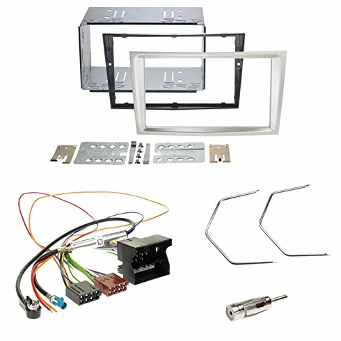 Zestaw montażowy: Radio samochodowe podwójne DIN 2-DIN 2 DIN ramka radiowa mocowanie satin stone + ISO kabel przyłączeniowy do radia Radio Adapter samochodowy + adapter antenowy do Opel Astra H (A-H) 04/2004 - 11/2010 / Opel Astra Twin Top (A-H/C) 05/2006