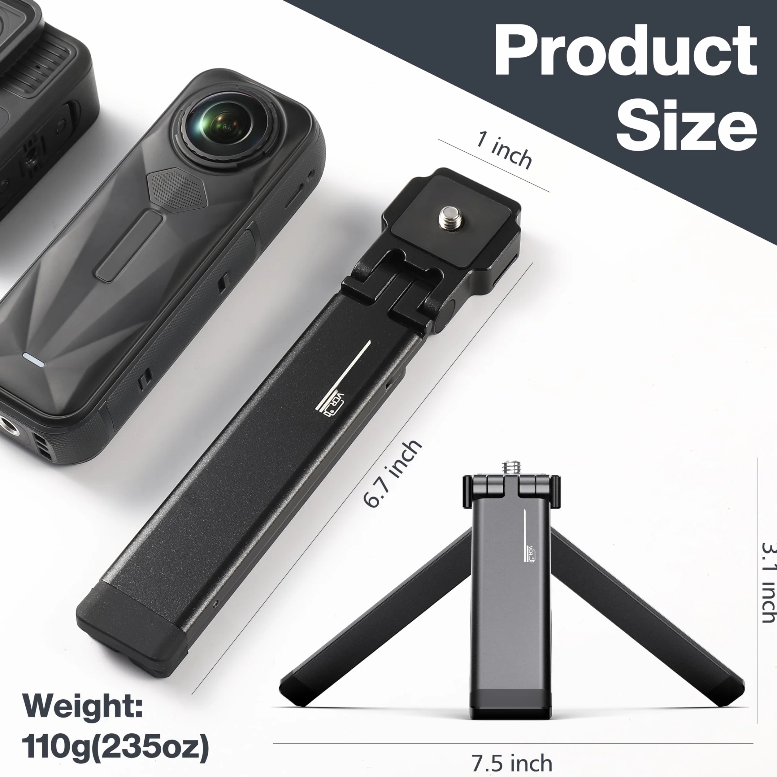 Magnetyczny mini statyw do Insta360 Luna Ultra X5, DJI Action 6 5 Pro | Metalowy statyw do DJI Pocket 4 3, elastyczny stojak na biurko do akcesoriów GoPro, uchwyt do selfie z gwintem 1/4