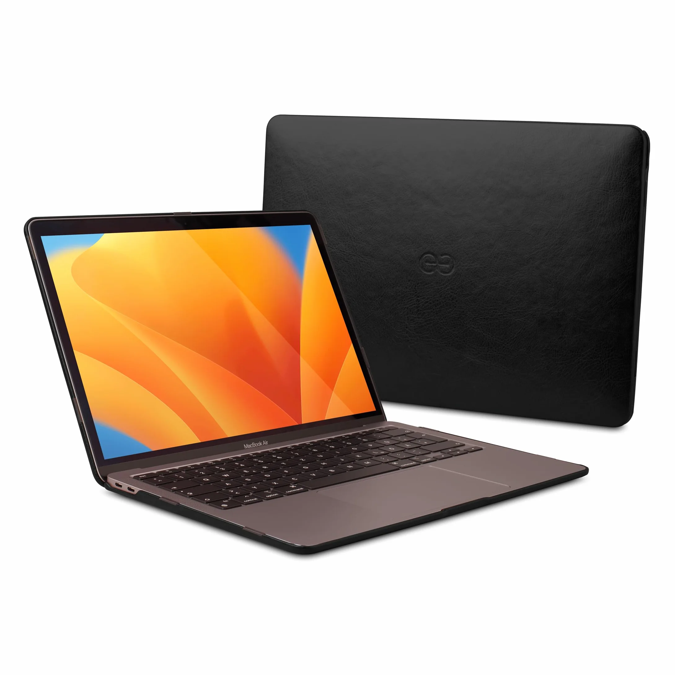 Dreem Euclid etui na MacBook Air - 15-calowe twarde etui ochronne na laptopa MacBook Air 2023, luksusowa skóra wegańska, górna i dolna obudowa dla dodatkowej ochrony - czarne