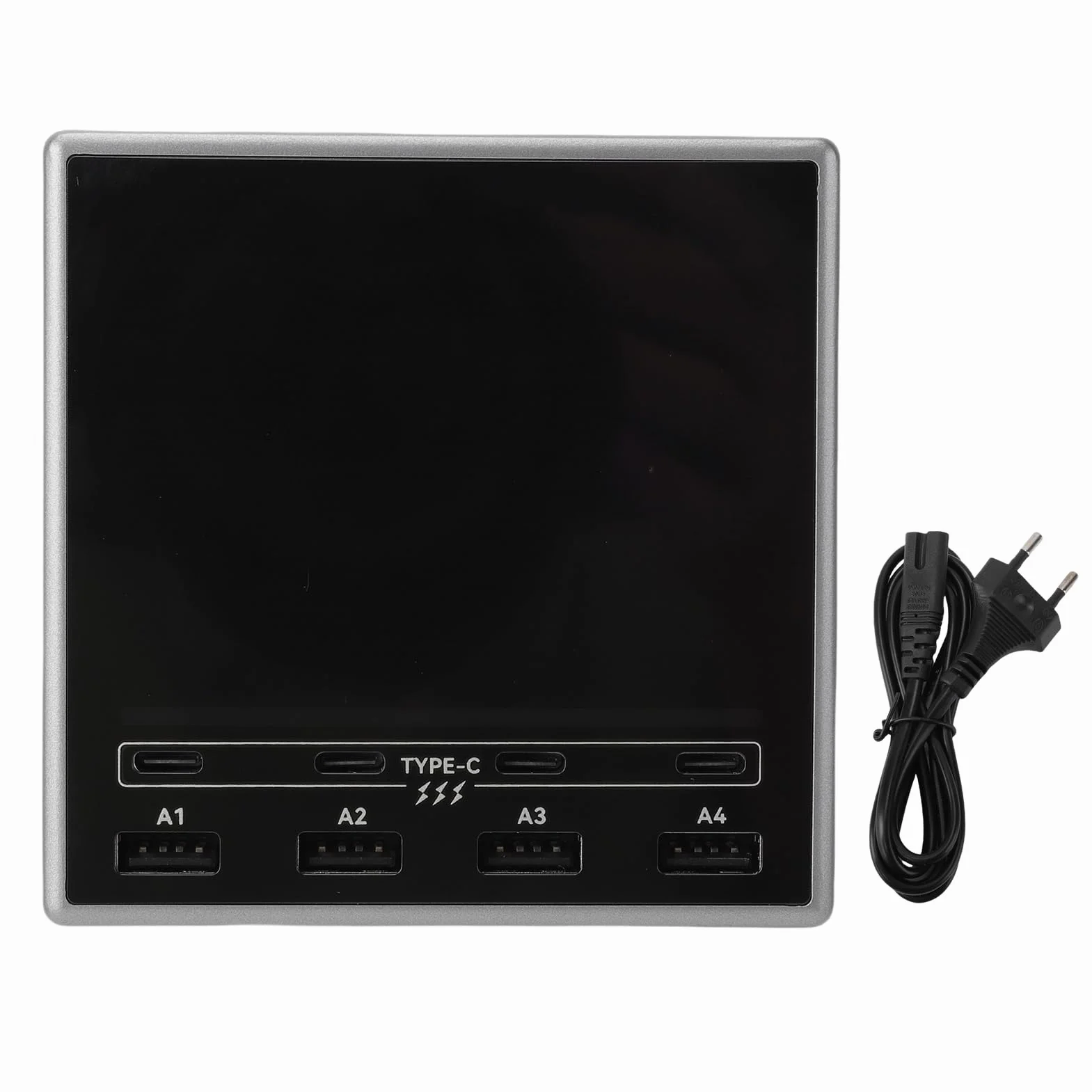 Ausla Bezprzewodowa Stacja ładująca USB PC ABS 140 W USB C PD Hub ładowarki z bezprzewodową podkładką 15 W Wyświetlacz LCD 8 Portów Szybkie ładowanie na Biurko Home Office Laptop Tablet Telefon