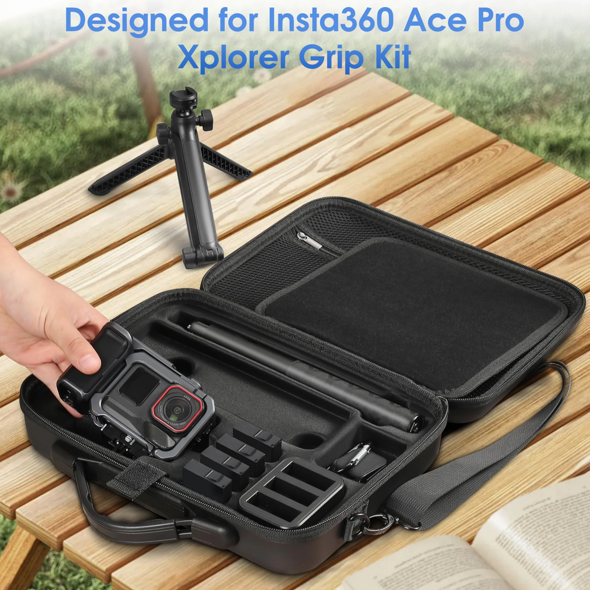 Torba transportowa na akcesoria do Insta360 ACE Pro/Ace Pro 2 Xplorer Grip Kit, torba na zdjęcia podróżne do Insta 360 Multi Mount/kijek do selfie 114 cm