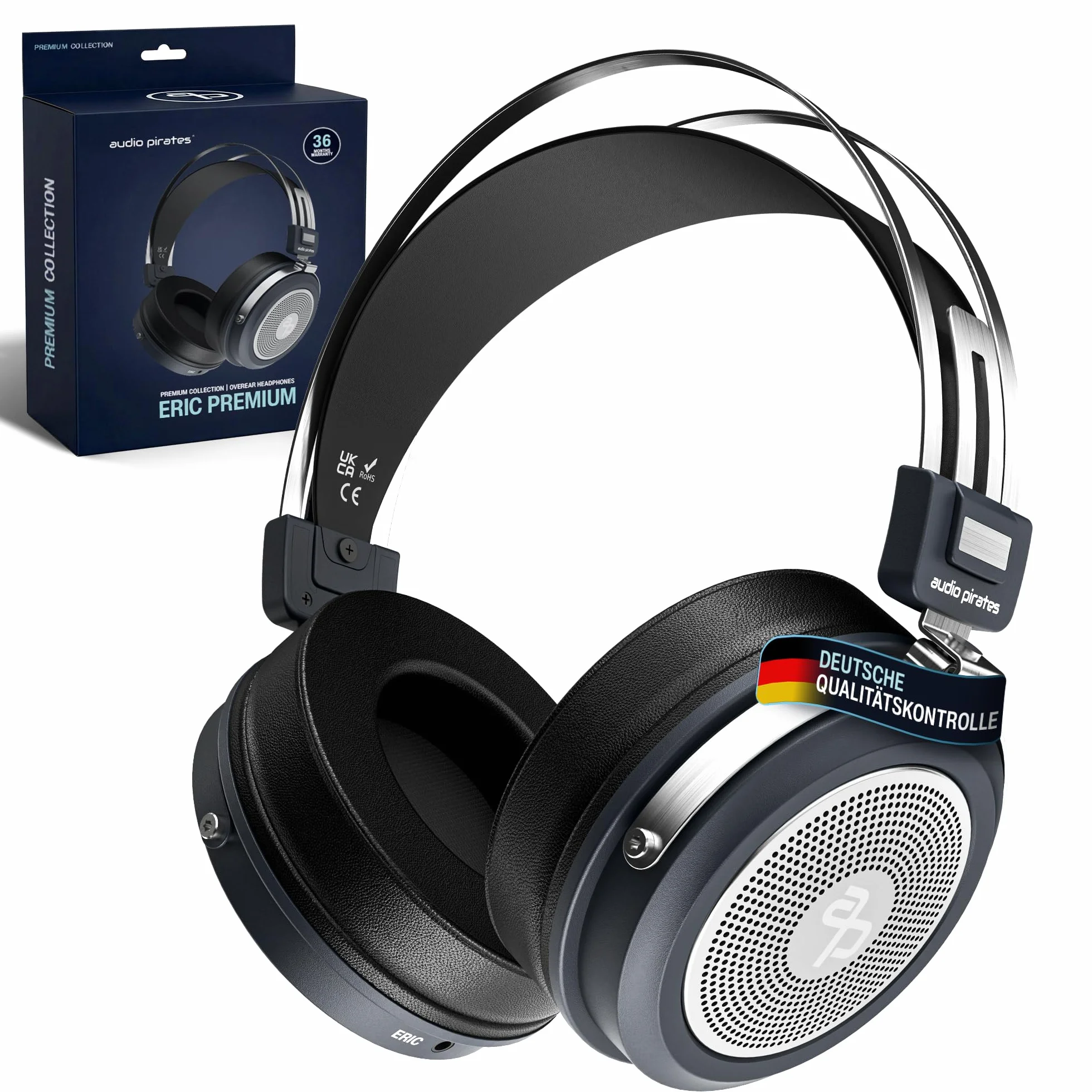audio pirates ERIC zestaw 2 słuchawek studyjnych HiFi – słuchawki studyjne z etui Transprt, kabel 3 m, adapter jack 6,3 mm | Premium Collection
