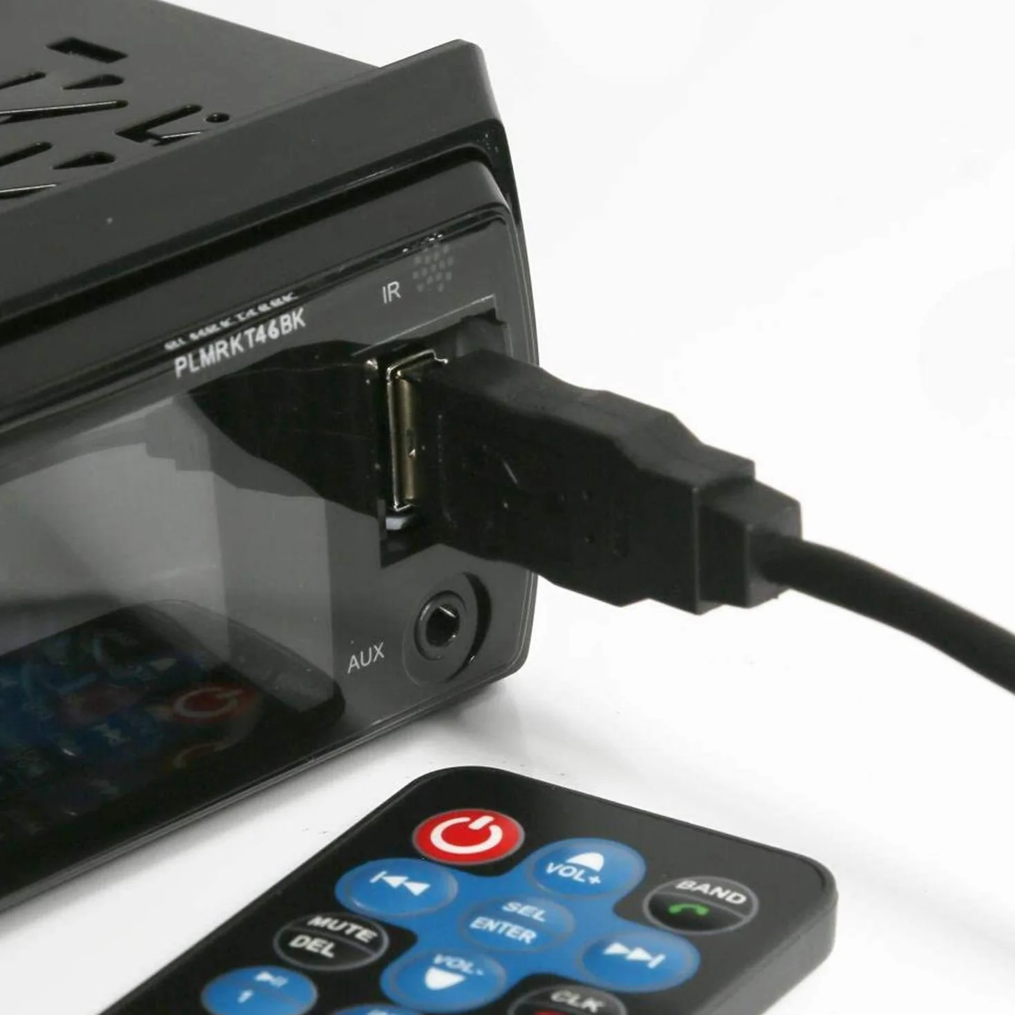 Pyle zestaw morskiego odbiornika i głośników – wbudowane cyfrowe radio stereo LCD z Bluetooth i mikrofonem, system AM/FM, 2 wodoodporne głośniki 5,25", odtwarzacz MP3/SD oraz pilot zdalnego sterowania