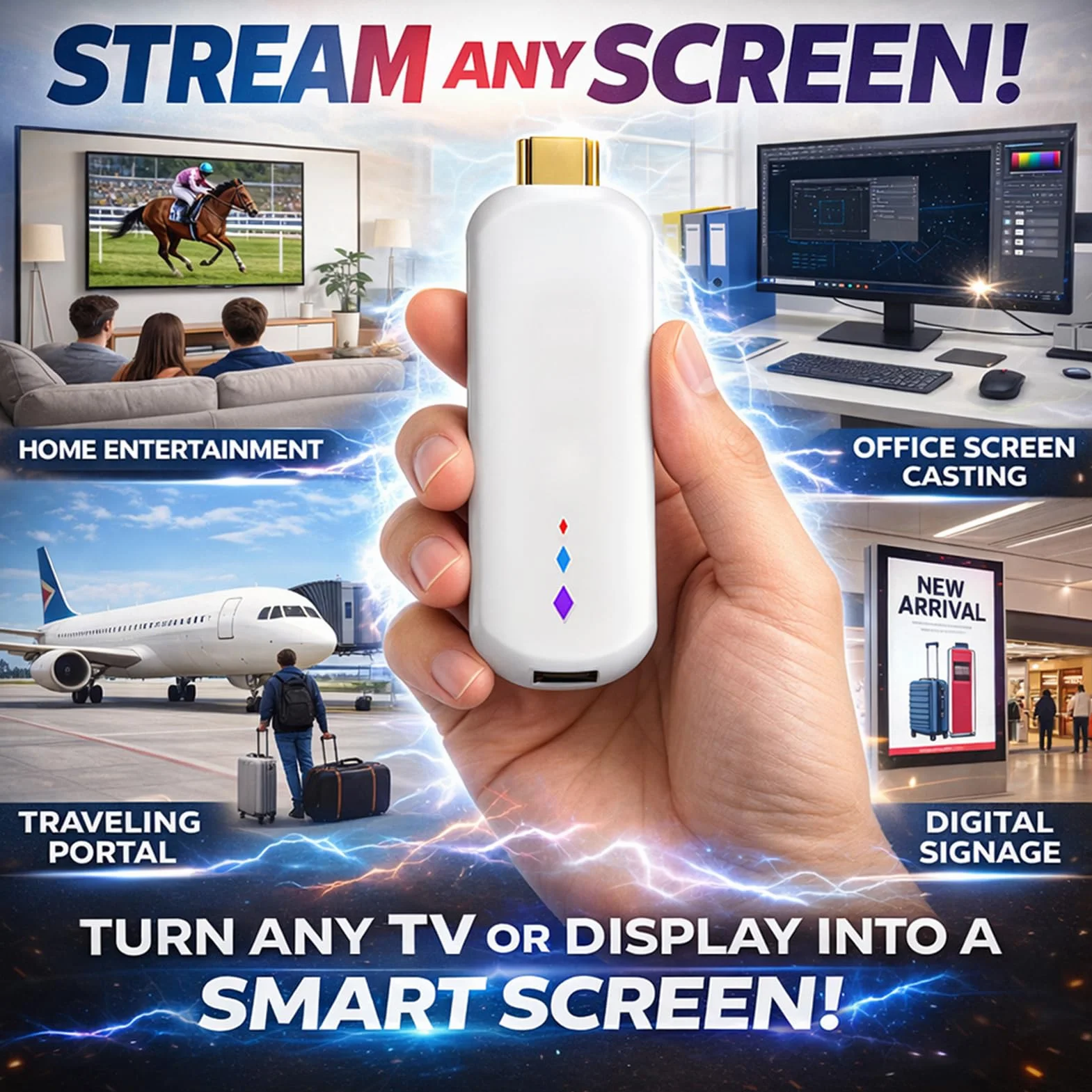 TV Box dla Systemu Android 14, Odtwarzacz Multimediów Strumieniowych 4K Ultra HD, 2 GB RAM i 16 GB ROM, Smart Box z funkcją Zdalnego Dostępu Głosowego, Obsługa TV Stick 2,4