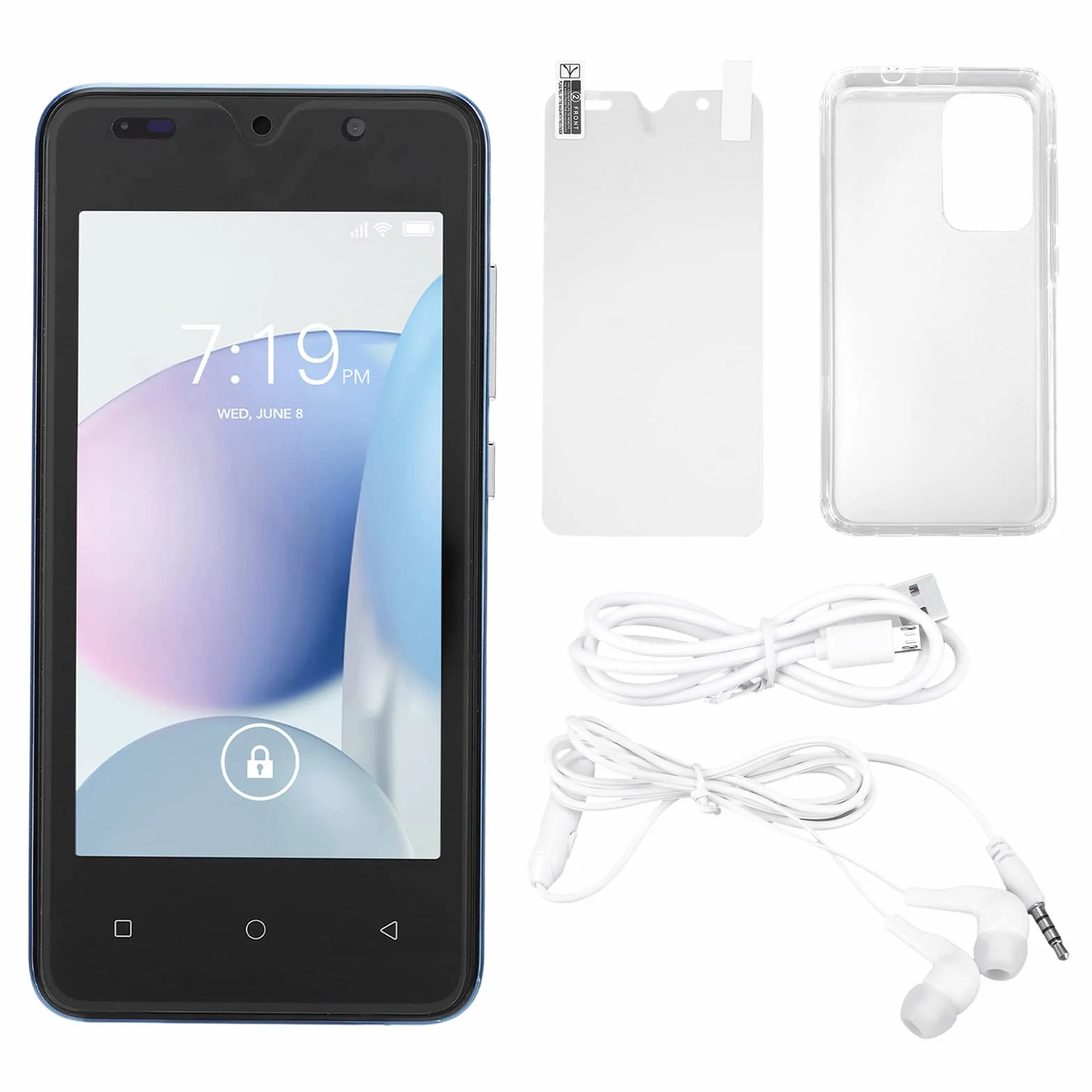 Odblokowany Smartfon, 4,66 Cala 2 GB RAM 32 GB ROM 2800 Mah Smart Dual Card Dual Standby Telefon Komórkowy, 2 MP Przedni Aparat 5 MP Tylny Aparat Smartphone, Rozpoznawanie Twarzy(Jasny niebieski)