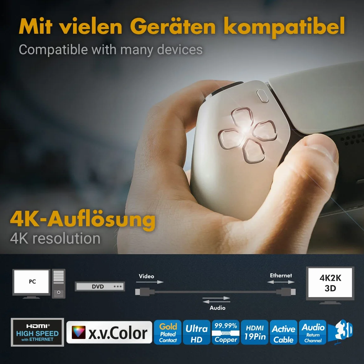 LogiLink CHA0030 aktywny HDMI High Speed z kablem przyłączeniowym Ethernet dla jakości Ultra HD na telewizorze (4K x 2K) długość: 30m czarny