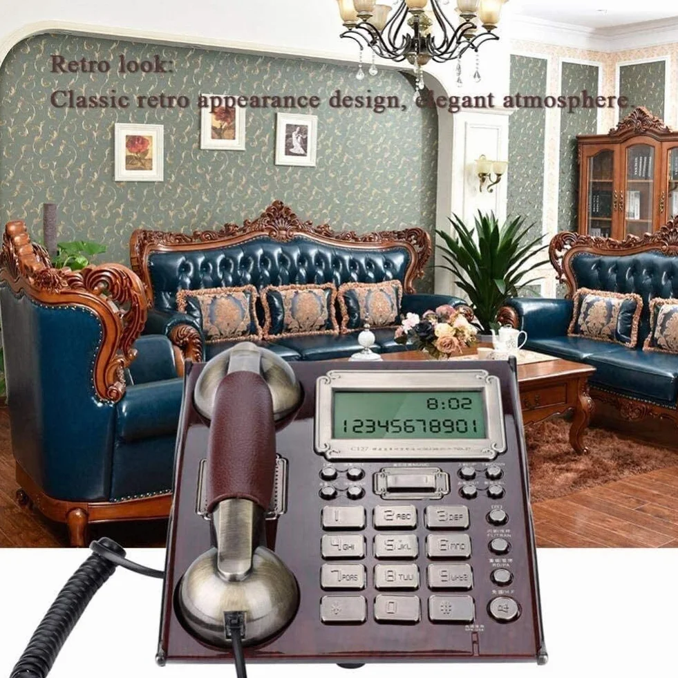 Telefon domowy Telefon dla seniorów Telefon stacjonarny Europejski telefon retro Telefon vintage Telefon ścienny Podwójnego zastosowania Telefon stacjonarny z regulacją głośności Wiele bud