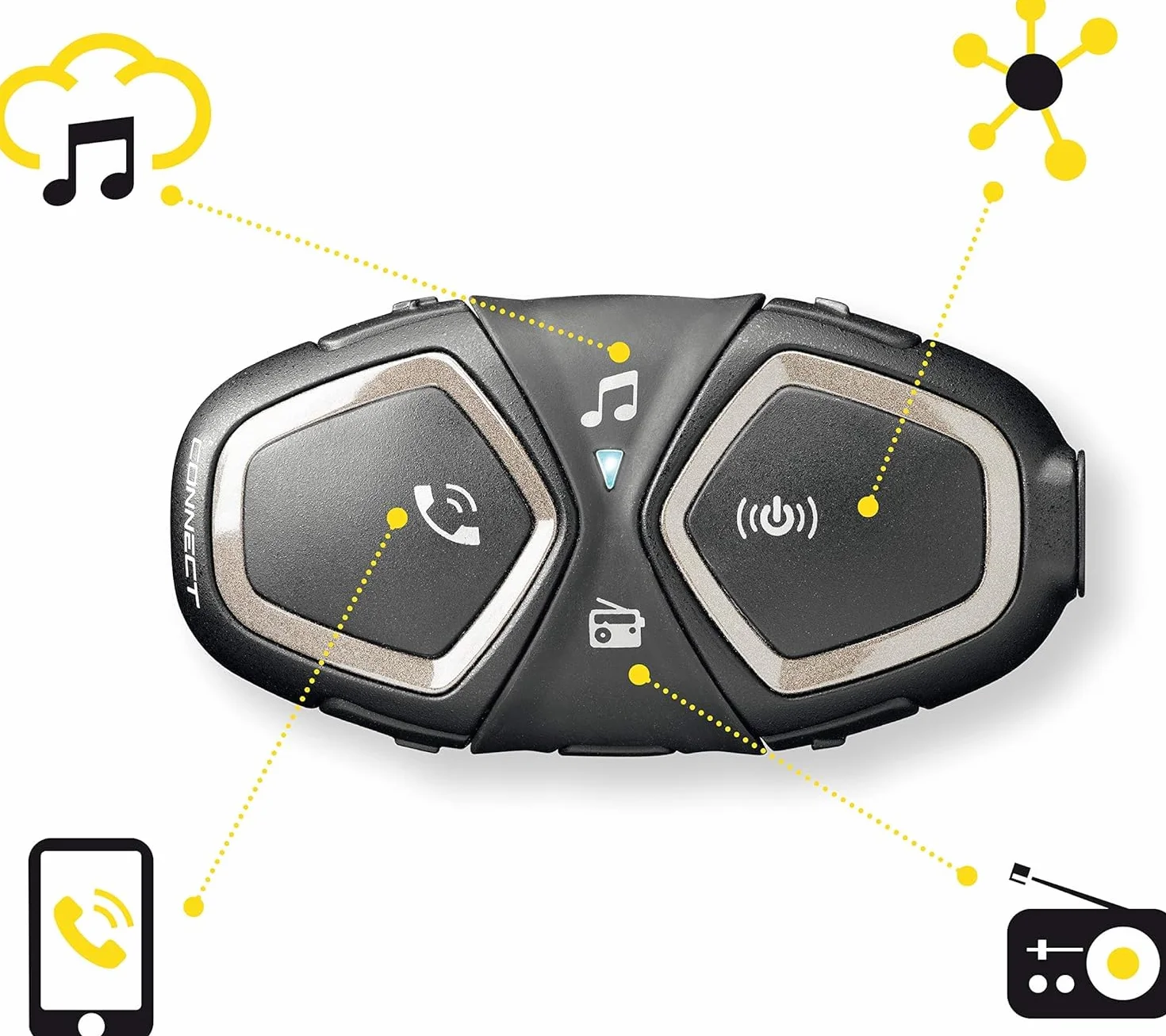 INTERPHONE CONNECT HD jeden domofon kask motocyklowy słuchawki stereo o wysokiej wierności 40 mm, do użytku pilota, odległość 300 m, czas pracy 12 godzin, radio, GPS, TFT, wodoszczelność IPX67