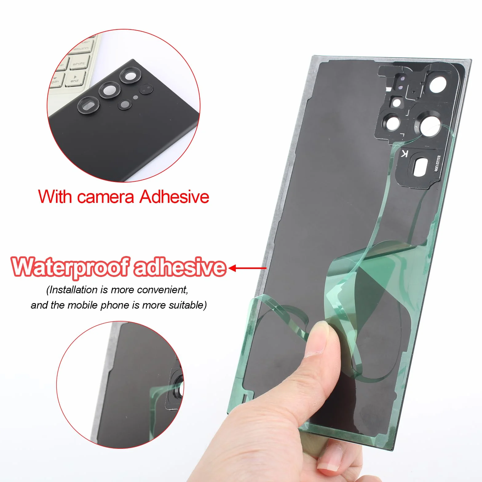 6,8" czarna pokrywa akumulatora do Samsung Galaxy S23 Ultra 5G SM-S918B SM-S918U tylna szklana tylna osłona tylna szkło zamiennik zestaw naprawczy z obiektywem aparatu + narzędzia