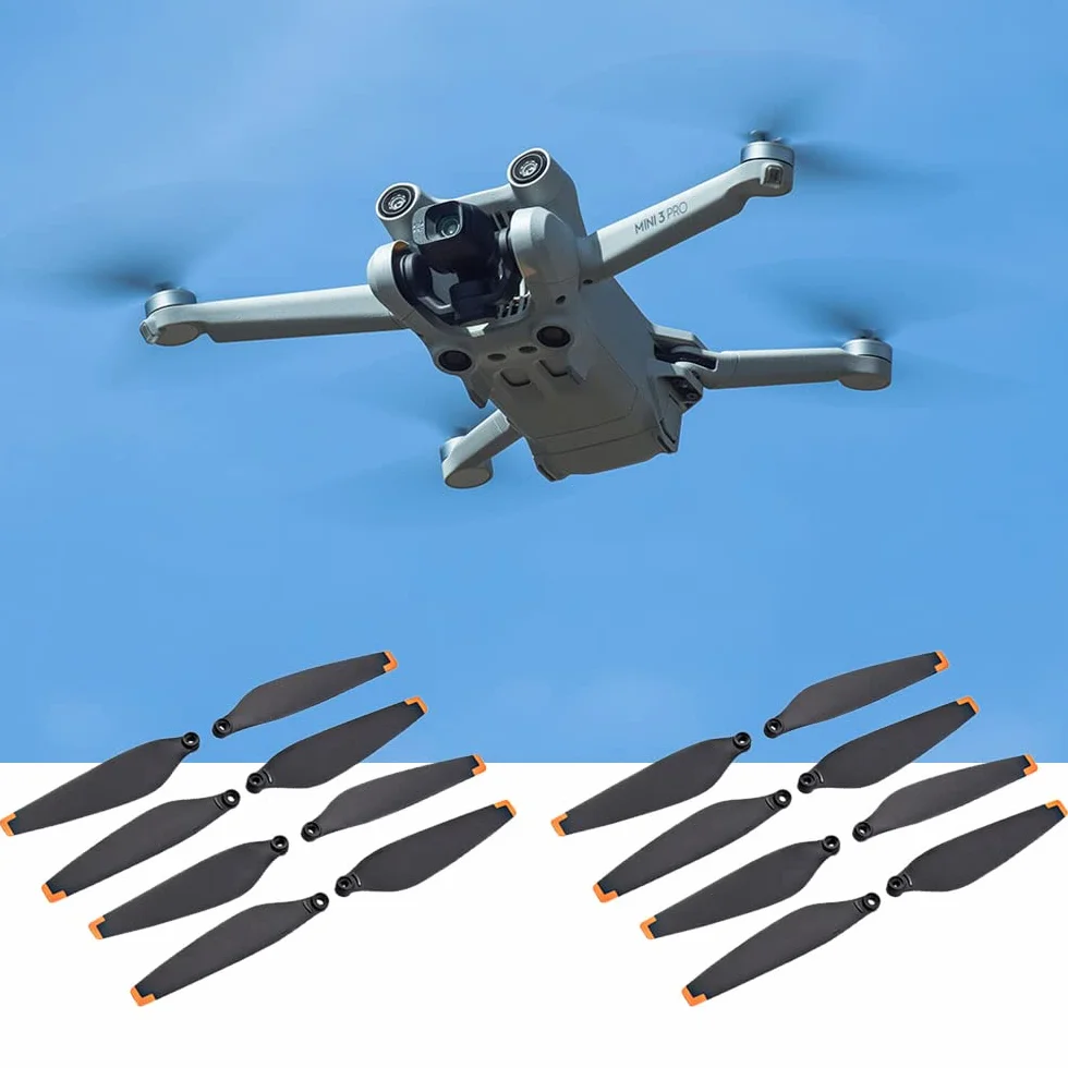Ainiv 16 szt. śmigła do DJI Mini 3 Pro, wymienne śmigła do dronów, niski poziom hałasu, ostrze śmigła ze śrubokrętem i 24 śrubami, akcesoria do dronów do DJI Mini 3 Pro (czarno-pomarańczowe)