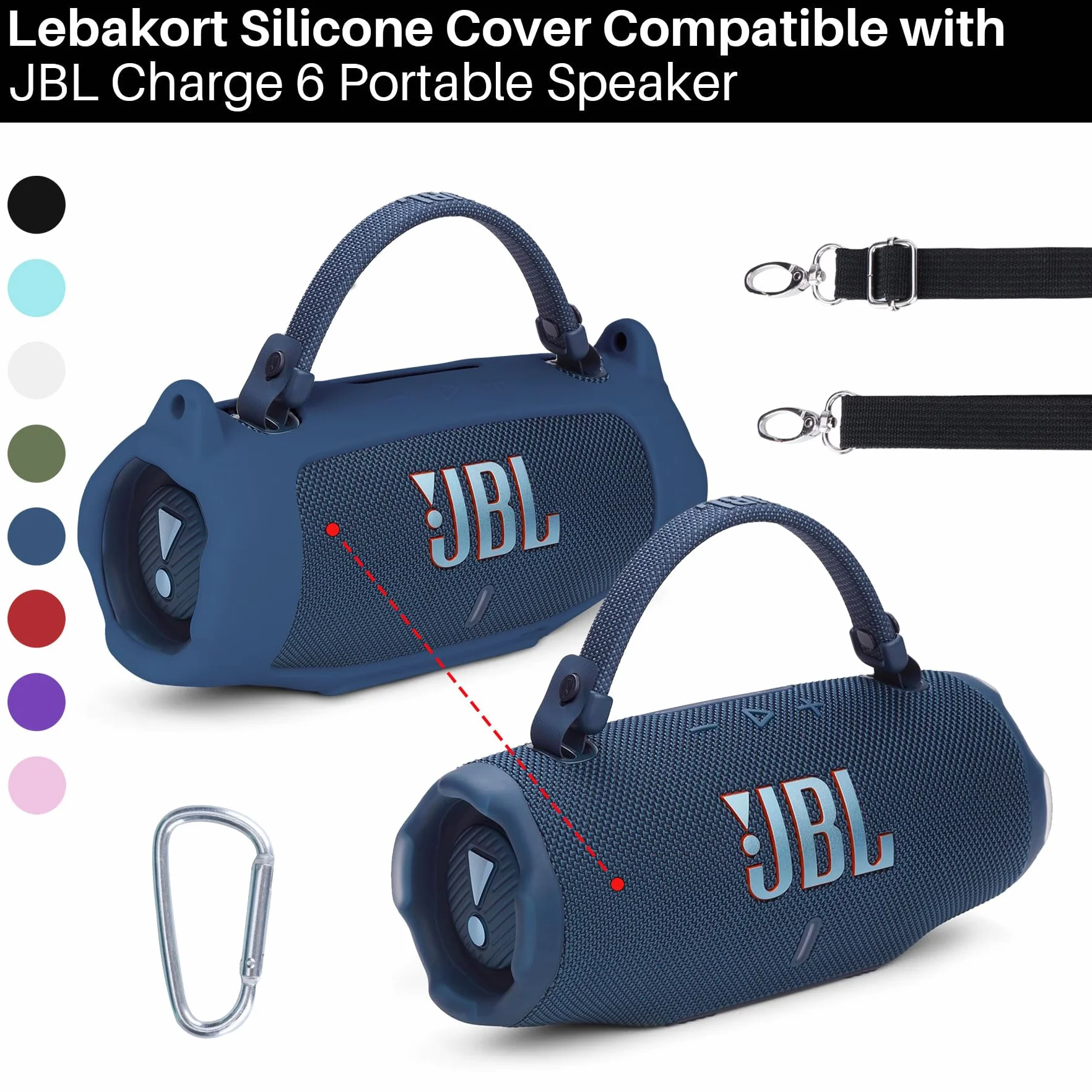 Lebakort Silikonowa osłona kompatybilna z przenośnym głośnikiem JBL Charge 6 (fioletowa osłona)