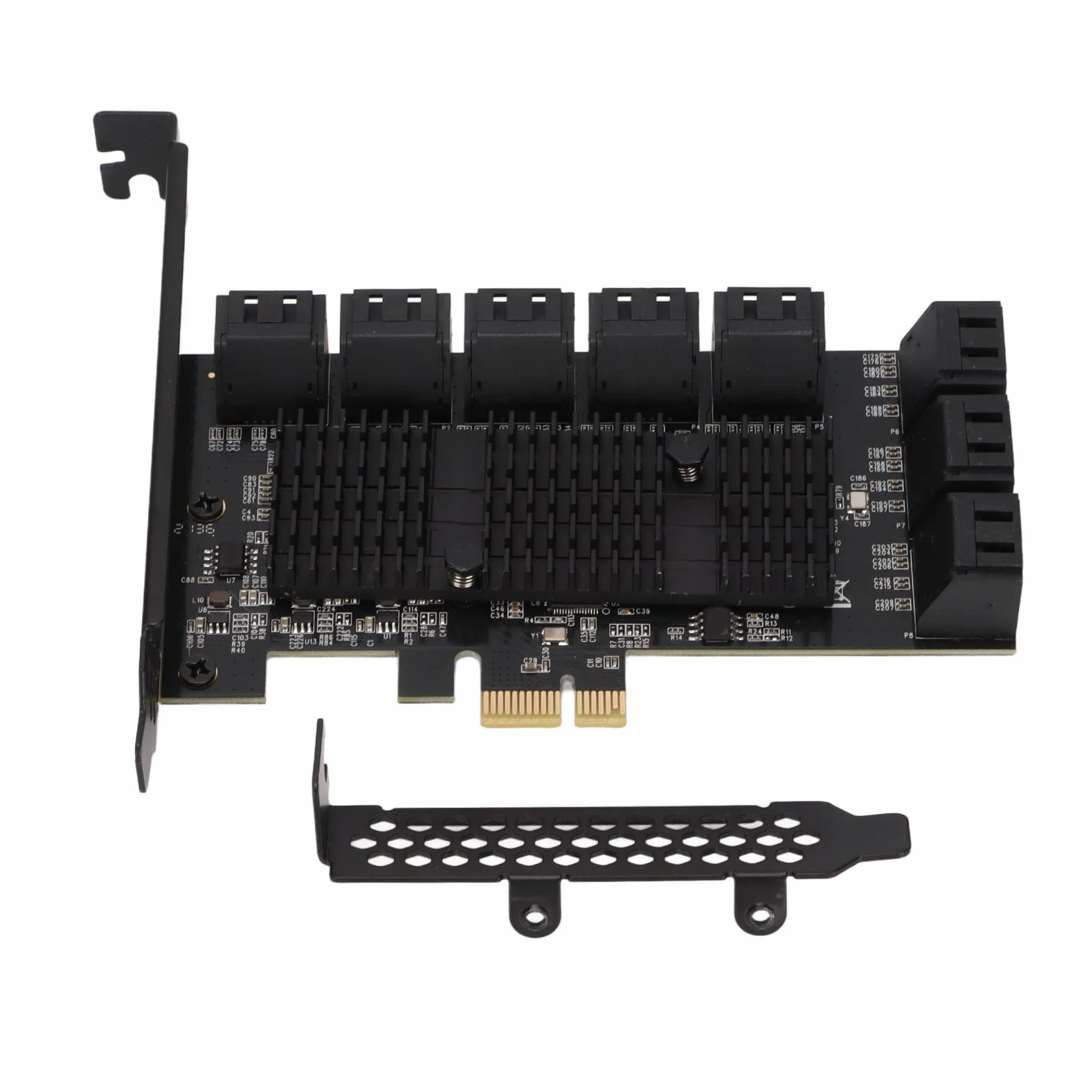 Fdit Adapter PCIe SATA, 16-portowy kontroler SATA 3.0, karta rozszerzeń PCI Express X1, kompatybilna z gniazdem X4/X8/X16, do Server/2003/Vista/7/8 (32/64 bit)/MAC/Linux