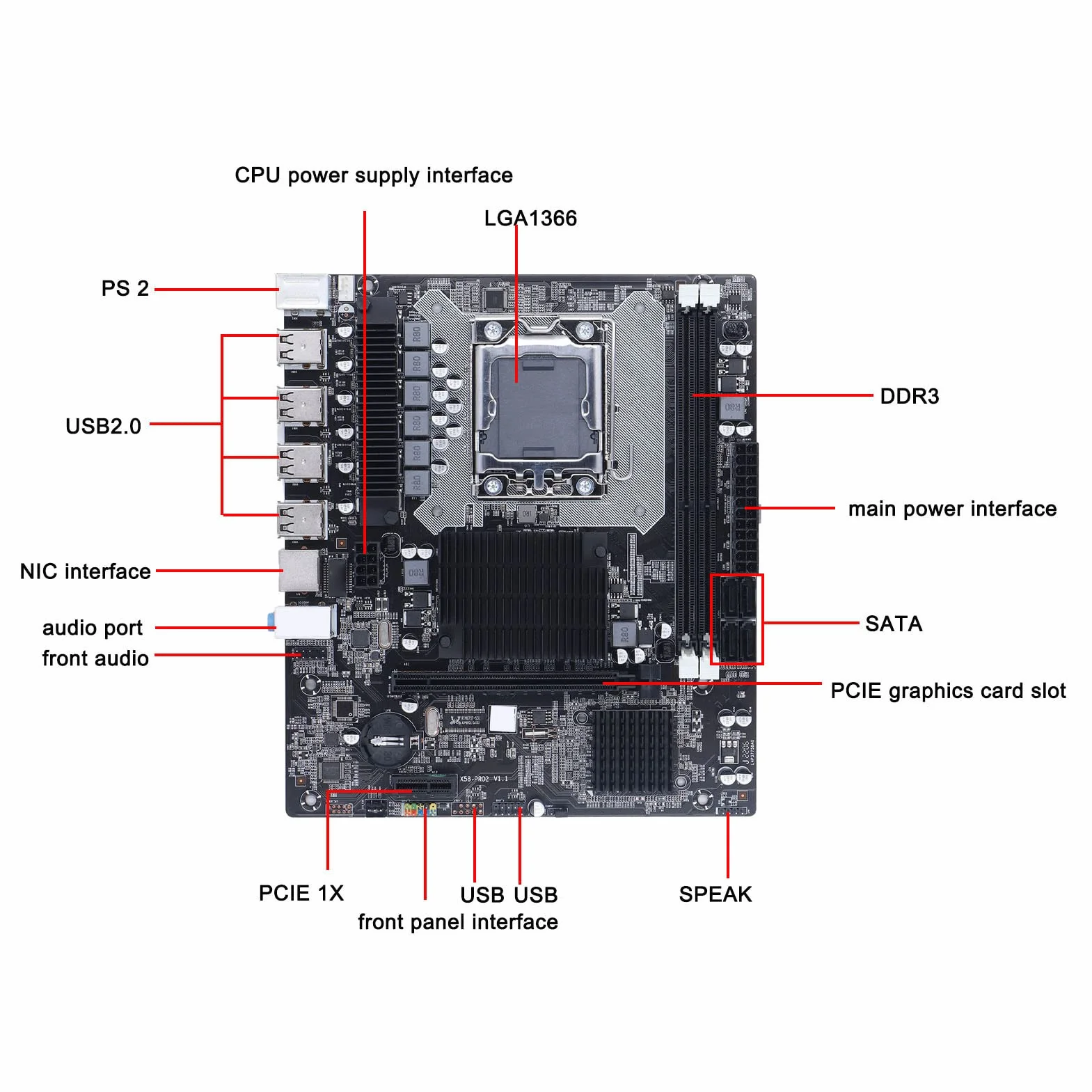 X58 PC Płyta Główna dla 2 DDR3 LGA 1366 Pinów Płyta Główna do Gier Obsługa Pamięci ECC USB2.0 SATA Port PCB Płyta Główna do Komputera Stacjonarnego