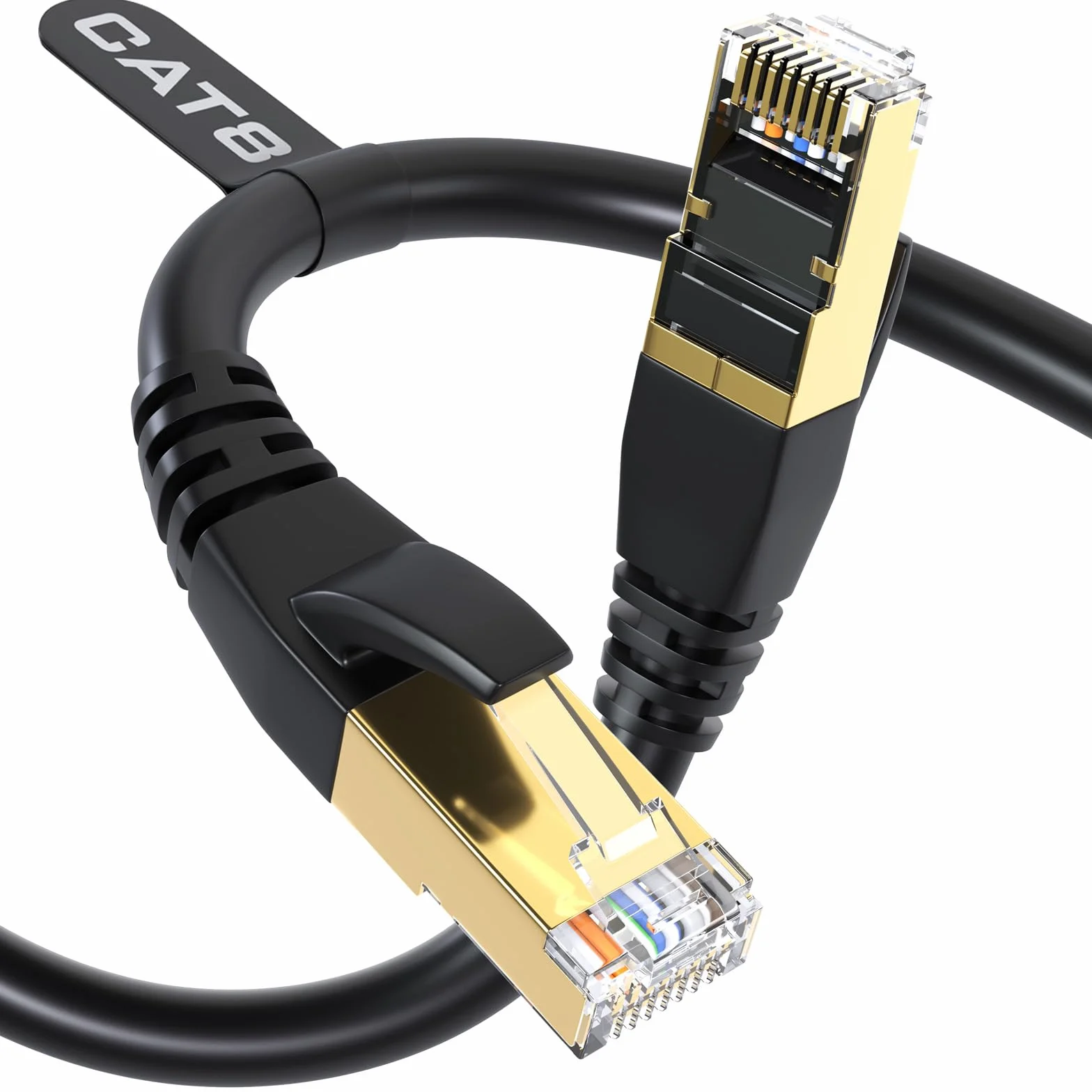 Cat8 kabel Ethernet do użytku wewnątrz i na zewnątrz, odporny na działanie promieni UV, wodoszczelny, bezpośredni montaż w ziemi (2000 MHz), ekranowany
