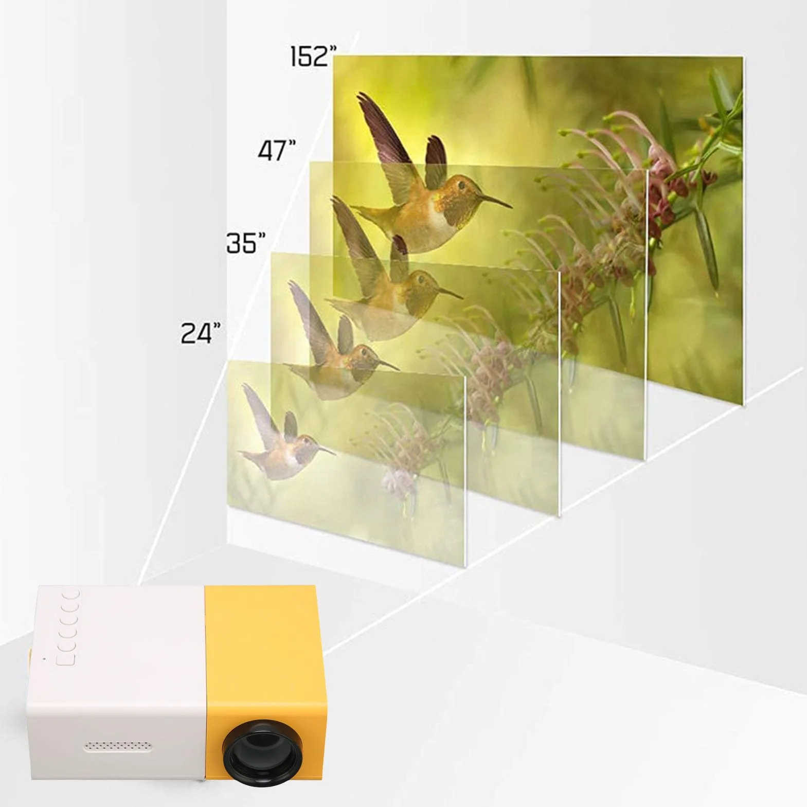Mini Projektor Przenośny Projektor Wideo, Multimedialny Projektor Kina Domowego, Projektor Telefoniczny Smart HD 1080P HiFi, do Karty Pamięci Interfejsu Multimedialnego USB HD