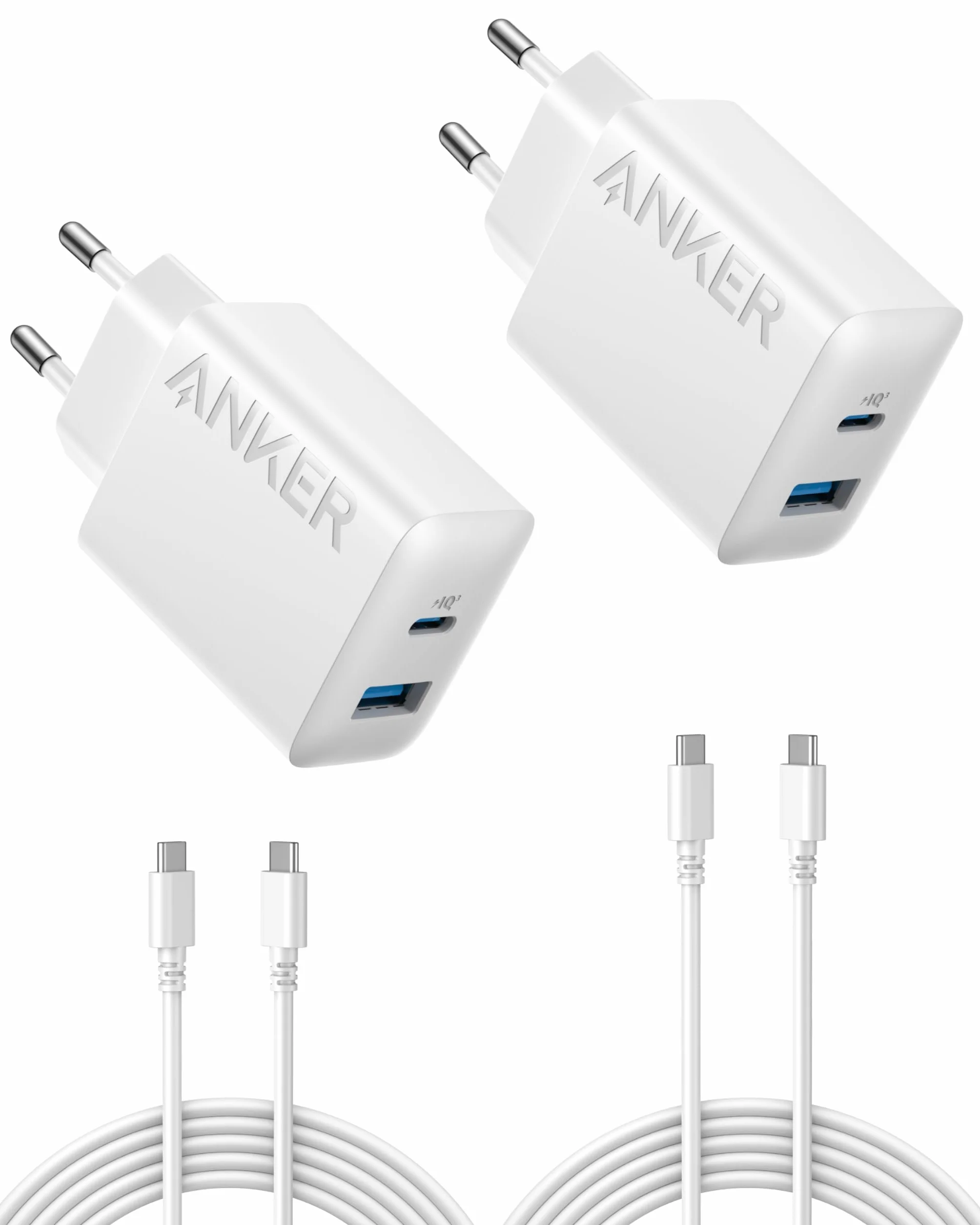 Anker Ładowarka USB-C 20W - Zasilacz Sieciowy Kompatybilny z iPhone 17/16/ 15 Series, iPad i Innymi Urządzeniami (z Kablem USB-C 150 cm)