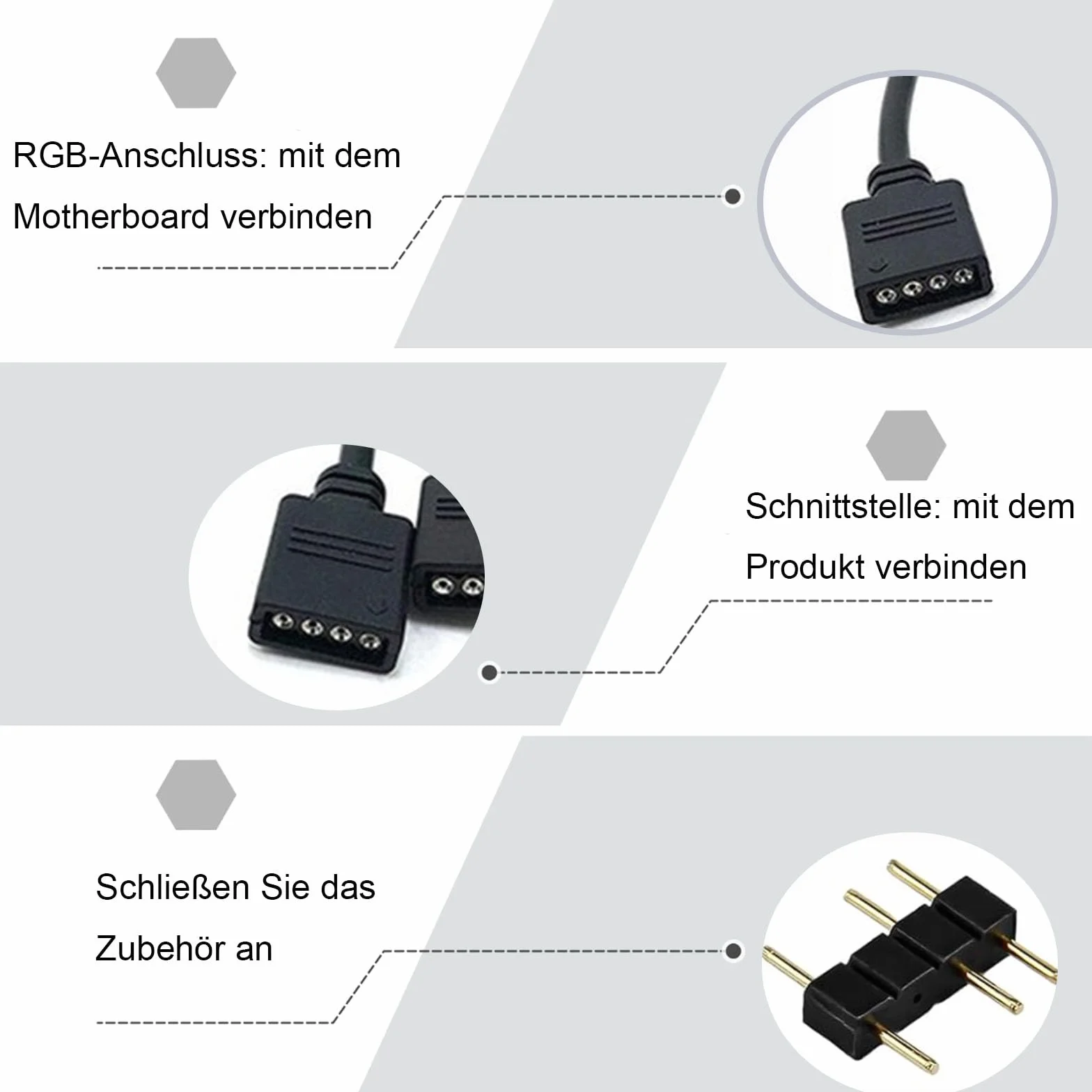 ARGB kabel rozgałęźny 4-pinowy 12 V koncentrator wentylatora RGB do obudowy i chłodnicy CPU czarny (1 gniazdo na 3 wtyczki)