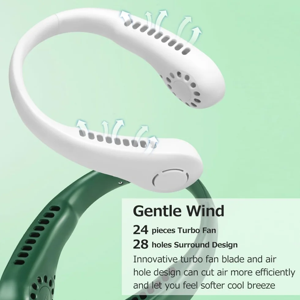 Przenośny bezlistny wiszący wentylator na szyję z baterią 2600 mAh, 3-biegowy ręczny klimatyzator USB do osobistego chłodzenia