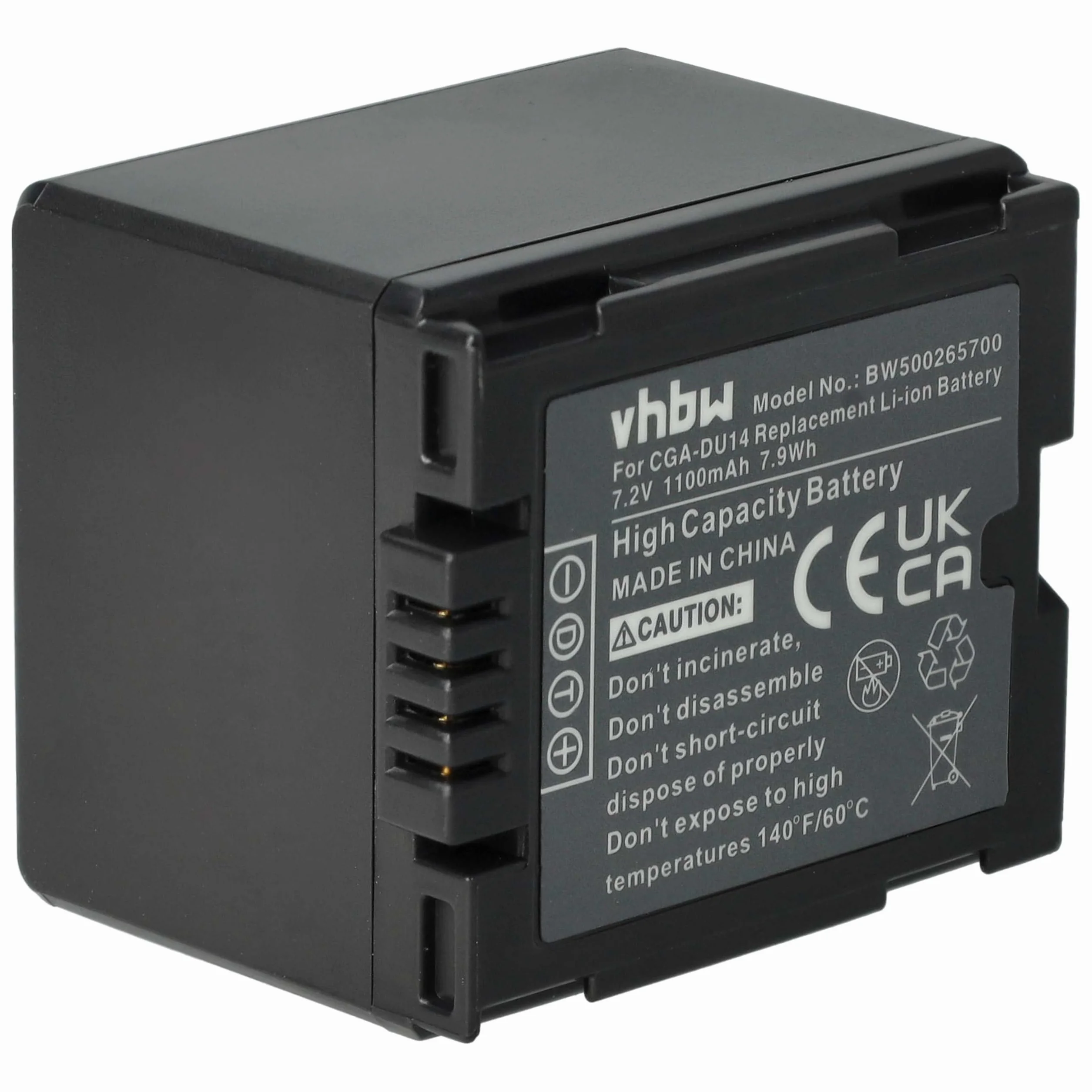 Bateria LI-ION 1100mAh (7,2V) kompatybilna z PANASONIC zastępuje CGA-DU07 / CGA-DU14 / CGA-DU21 / CGR-DU06 / VW-VB070 / VW-VBD140 / VW-VBD210