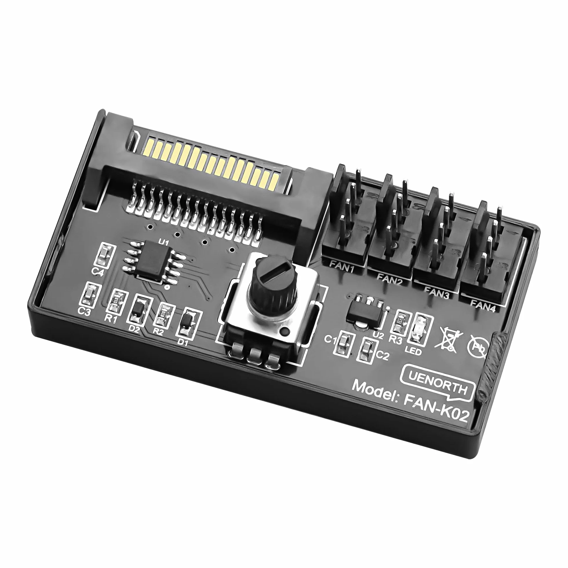Regulator prędkości wentylatora 12V 4-pin PWM PC, adapter SATA dla 4 wentylatorów