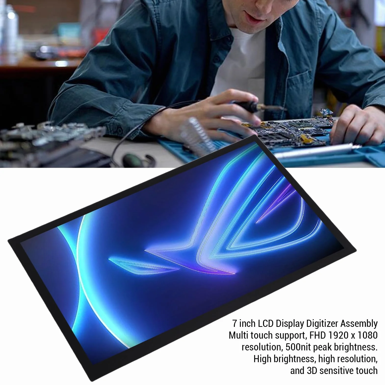 Zamiennik ekranu ZenithAur do Rog Ally 2023 z wielodotykowym wyświetlaczem LCD, FHD 1920 x 1080 500 nitów, montaż Digitizera z ekranem dotykowym do naprawy konsoli RC71L