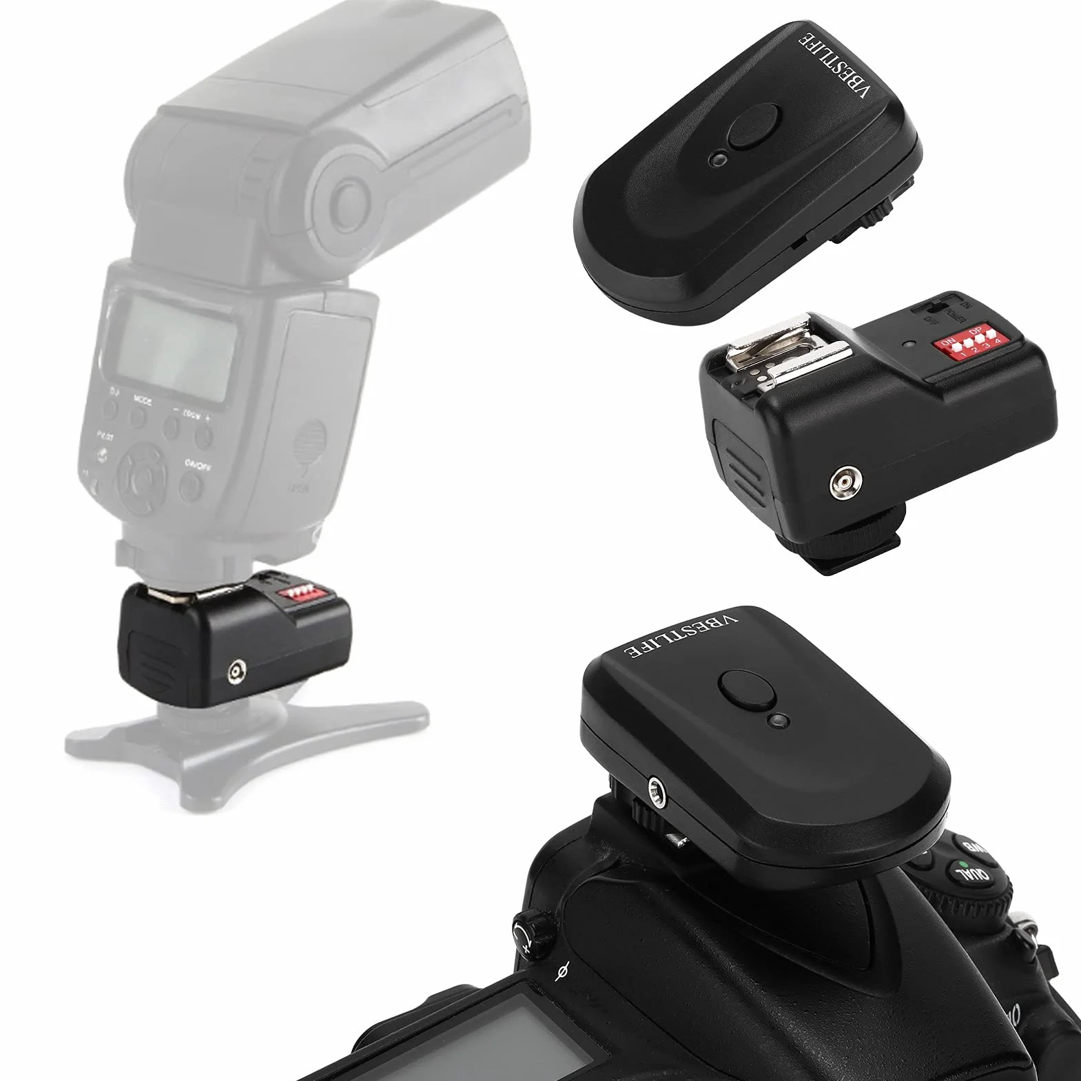 16-kanałowy Bezprzewodowy Zdalny Wyzwalacz Lampy Błyskowej Speedlite z Odbiornikiem z Uniwersalną Gorącą Stopką Kompatybilny z Lampami SB-900, SB-800, 580EX II, 550EX, 540EZ, AF-540 FGZ, AF-360