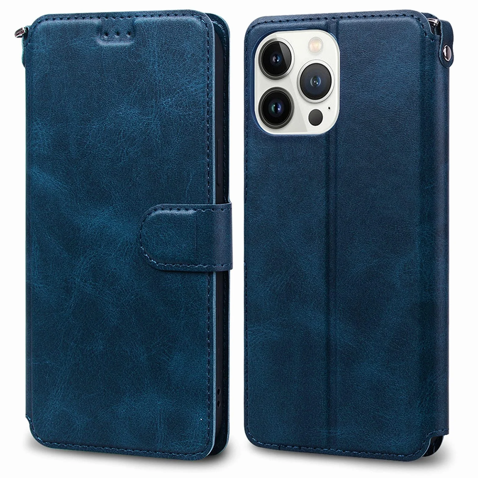 LTL Etui z klapką do iPhone 13/13 Pro/13 Pro Max, wysokiej jakości skórzane etui z klapką, etui z przegródką na karty, podpórka, etui na telefon, magnetyczne, niebieskie, 13pro 6,1"
