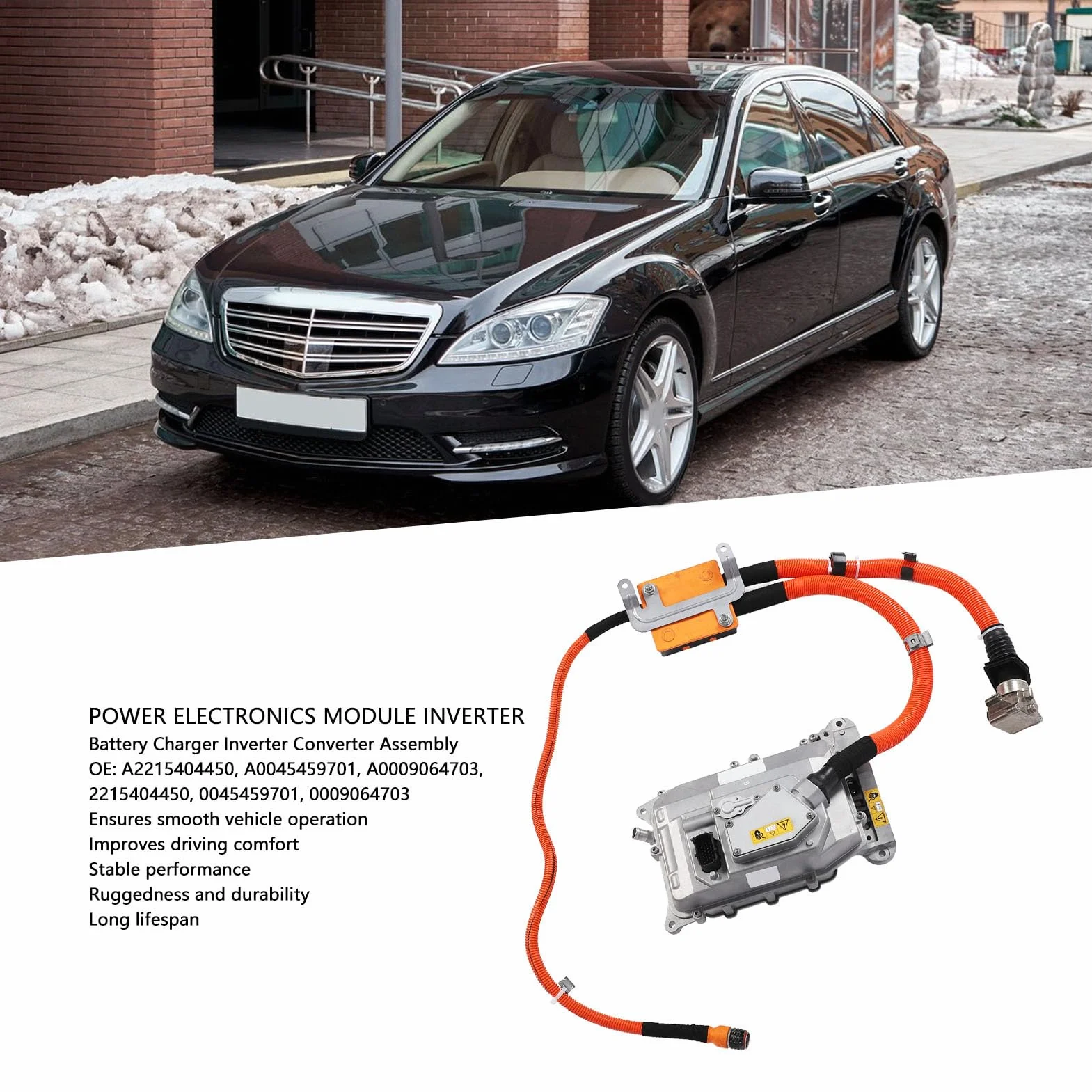 SIXRUN Falownik Modułu Elektroniki Mocy, Metalowa ładowarka do Akumulatora Zespół Konwertera z OE A2215404450 A0045459701, dla S Class W221 S400 2010 2013