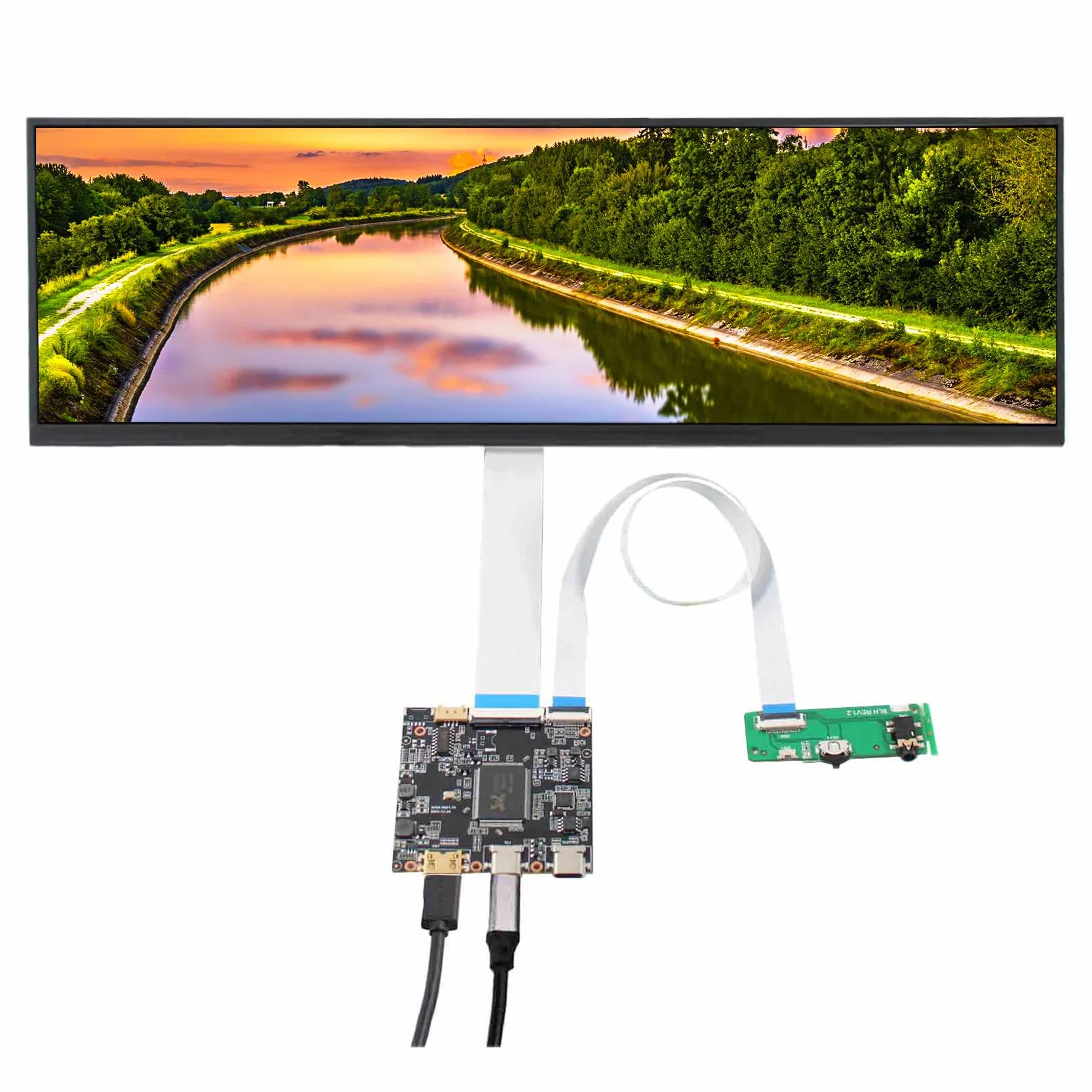 VSDISPLAY Ekran LCD IPS 14,5 cala 2560 x 720 2K 350 nitów i płyta kontrolera USB USB C, rozciągnięty szeroki wyświetlacz do samodzielnego wykonania obudowy komputera/wyświetlacza podrzędnego