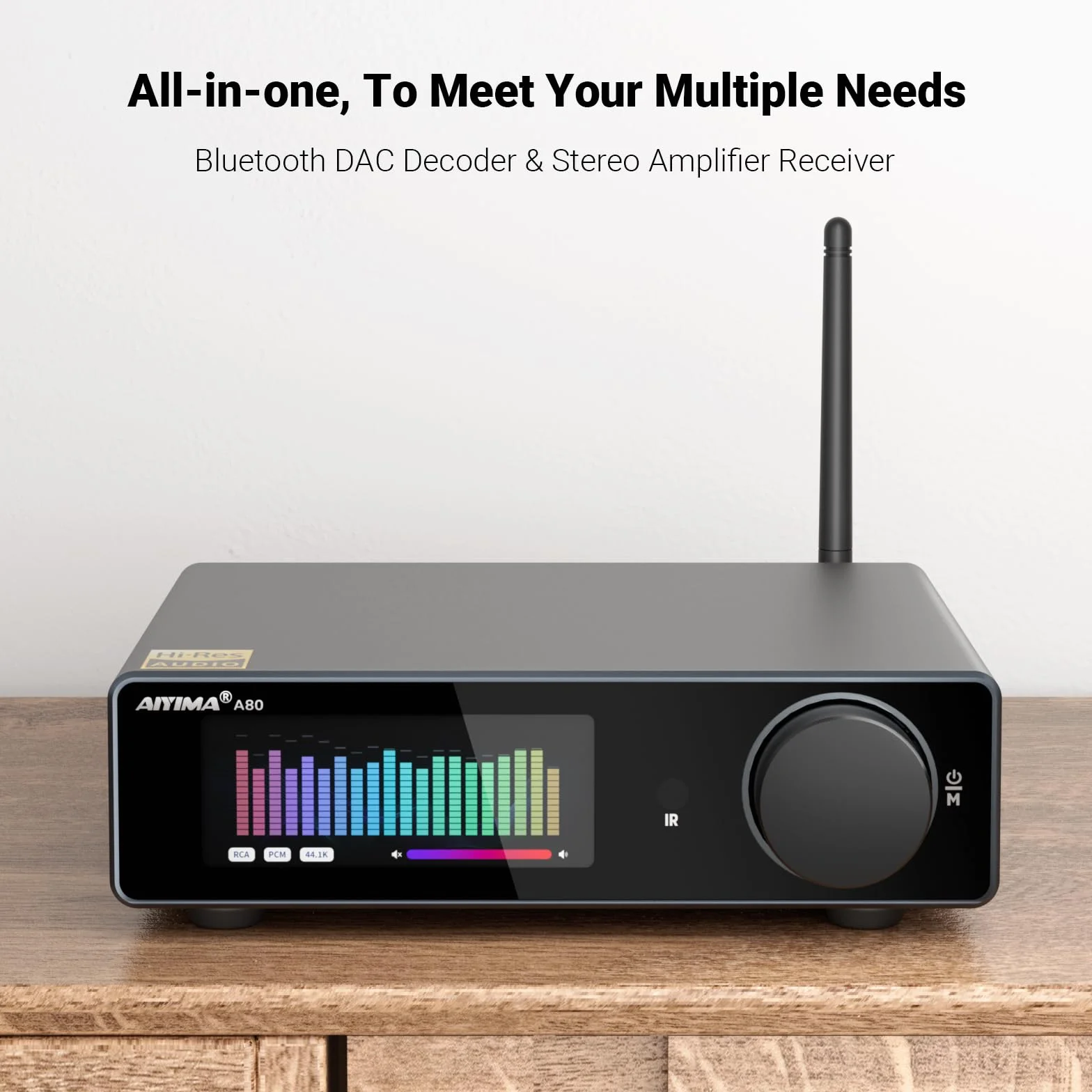AIYIMA A80 Wzmacniacz mocy DAC TPA3255D2 Stereo HiFi 2.0 Kanał klasy D wzmacniacz Bluetooth 300Wx2 deoder ESS9038Q2M z PC-USB Koncentryczny optyczny TRS Wejście RCA