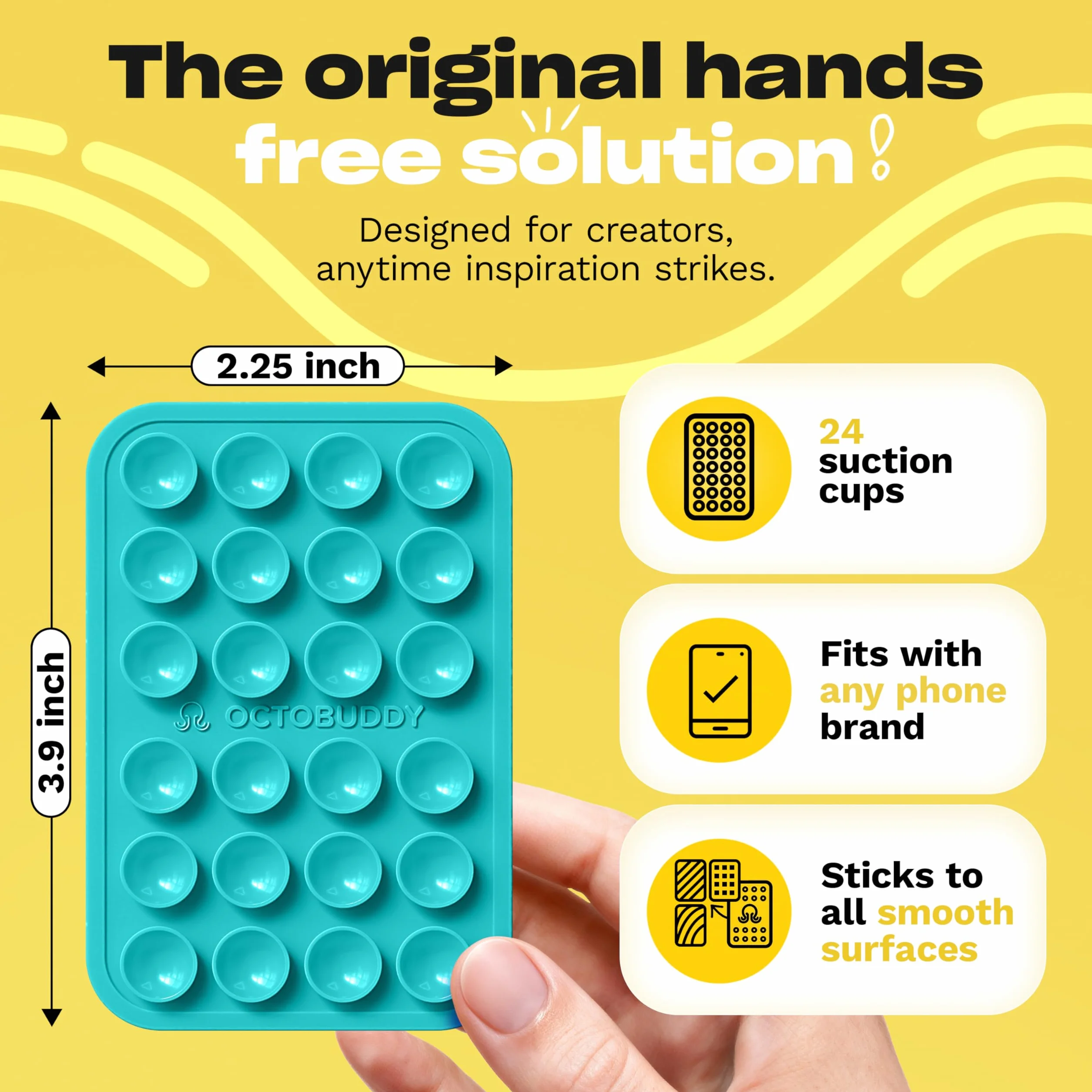 OCTOBUDDY Silikonowe etui na telefon z przyssawką, samoprzylepny uchwyt (kompatybilne z etui na telefon iPhone i Android, bez użycia rąk, uchwyt na akcesoria mobilne do selfie i filmów) zabawka Fidget