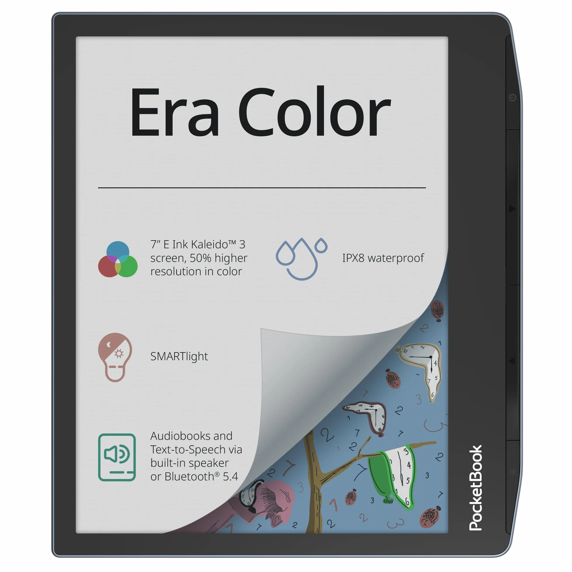 PocketBook Era Color czytnik z kolorowym wyświetlaczem |Przyjazny dla oczu 7-calowy ekran dotykowy E Ink Kaleido 3 |e-Booków audiobooków |Wodoodporny |Text-to-Speech |WiFi i Bluetooth|Kolor morski