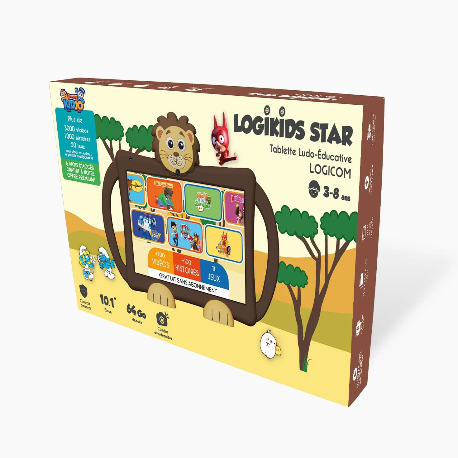 Logikids Star - Tablet dziecięcy - 10,1" - 3-8 lat - Android 15 - WiFi 6-4 GB RAM - 64 GB + 256 GB - Edukacyjny i zabawny z silikonowym etui - Kontrola rodzicielska - Kidjo 6 miesięcy w zestawie
