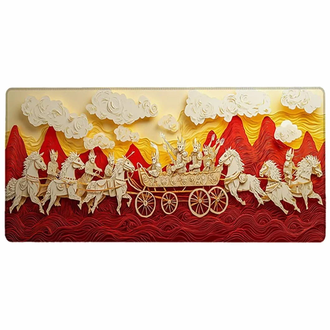 Gamingowa podkładka pod mysz XXL, 1600 x 800 x 3 mm, retro, antypoślizgowa, XXL, czerwona, duża, podkładka na biurko, nadaje się do prania, antypoślizgowa gumowa podstawa, podkładka pod mysz i