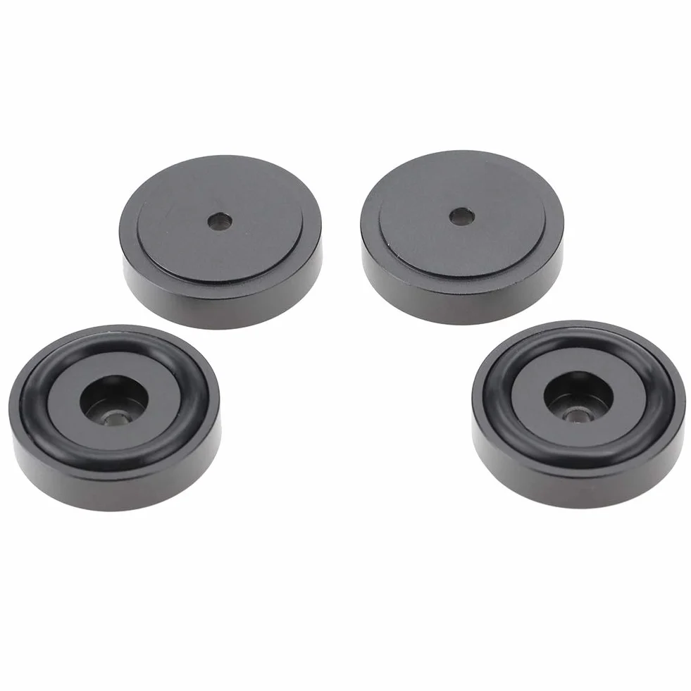 Garsent 4 szt. podkładki do wzmacniaczy, 40 x 10 mm, stop aluminium, uniwersalne, miedziane, kolce, podkładki, izolacja, piaskowanie, wzmacniacz, podkładki, stopy, czarne, 4 szt