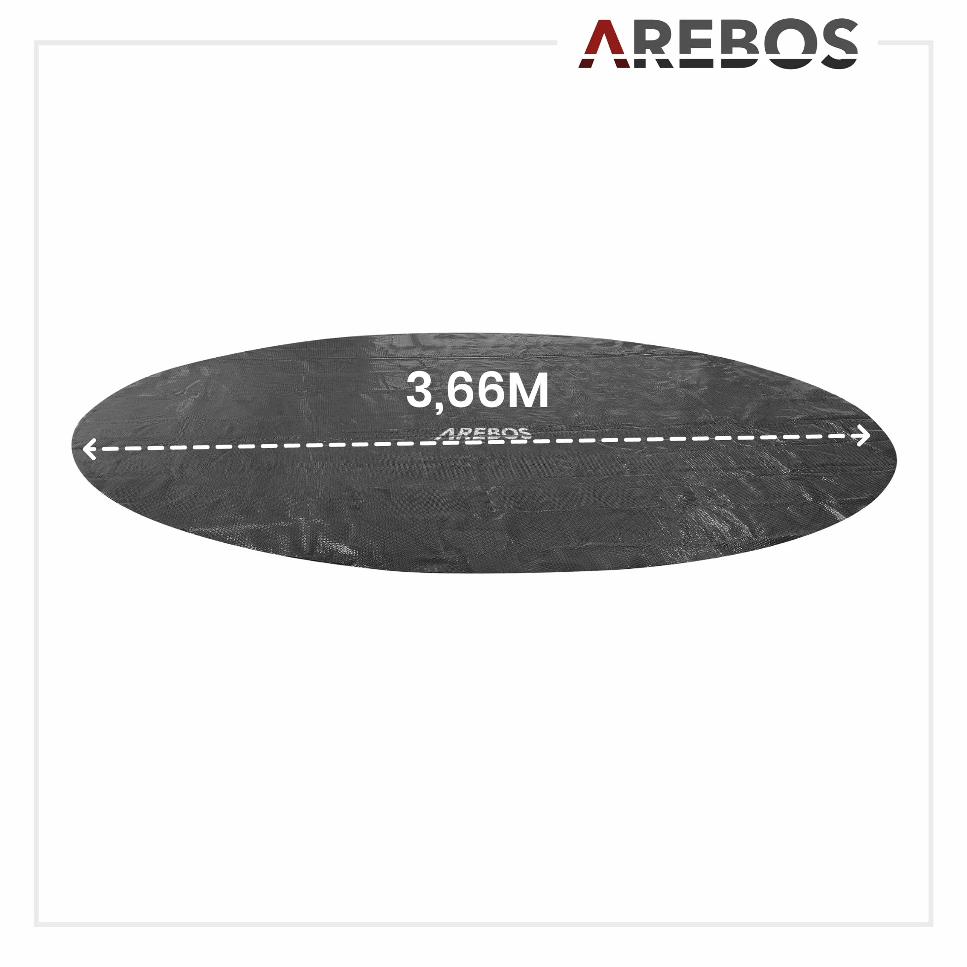 Arebos Okrągła plandeka solarna do basenu Ø 3,66 m Czarny 120 µm Ogrzewanie i utrzymanie temperatury wody