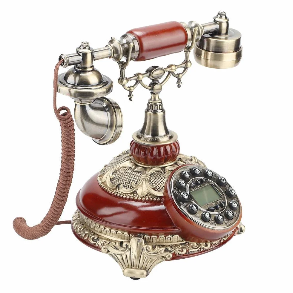 Telefon stacjonarny w stylu retro, europejski telefon stacjonarny do biura domowego, klasyczny telefon stacjonarny w stylu retro z uchwytem na słuchawkę ze stopu Zi, ozdoby świąteczne, walentynki, ur