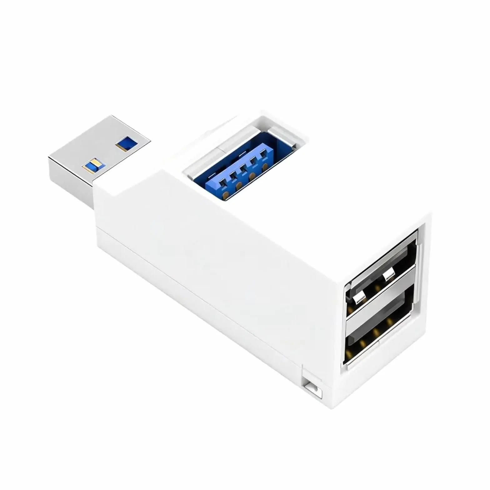 Koncentrator USB 3.0 3-portowy USB-A Dystrybutor, Plug & Play No Driver Required do laptopa, PC Car Mac Pro (biały, 1 szt.)