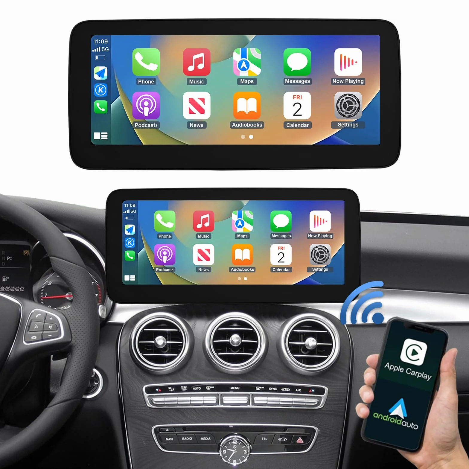 Road Top Radio samochodowe 12,3 cala Draadloze CarPlay Android Auto Touch Screen voor Mercedes Benz C GLC V Klasse W205 W447 2016-2018 Jaar met NTG5.0, Ondersteuning Mirrorlink | W205 W447 z NTG5.0/5.1/5.2 (2016-2018), ekran dotykowy Linux z ultrawąskim,