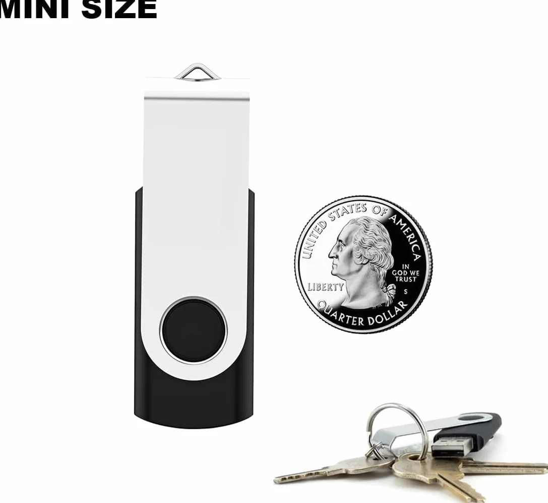 Pamięć flash USB 16 GB, USB 2.0, pendrive, składana, obrotowa konstrukcja, czarna, 2 szt