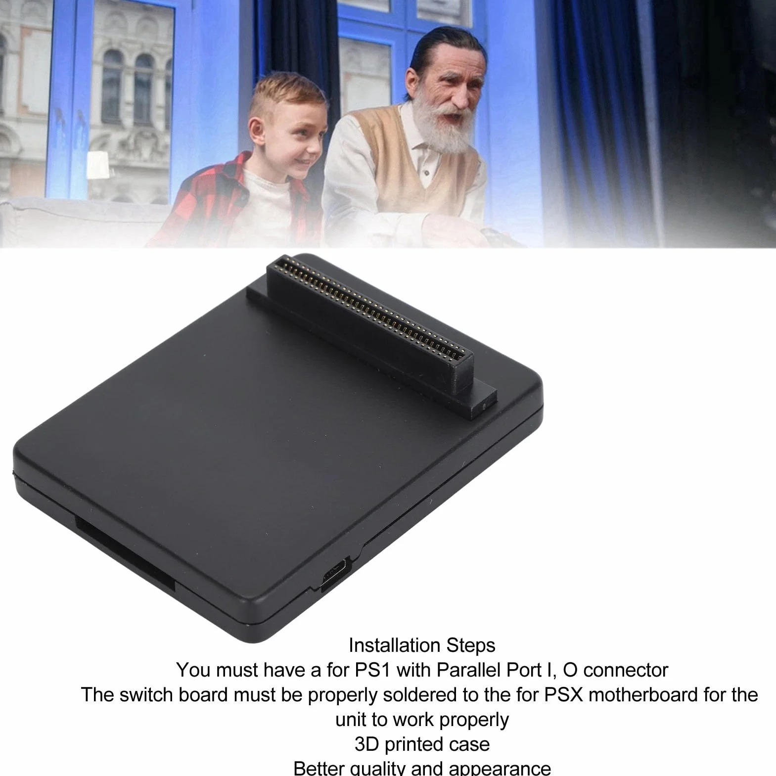 Bezdyskowy moduł Odczytu, Emulator Napędu Optycznego Zestaw SDL Obudowa z Nadrukiem 3D Obsługa Kart SD Wymiana CD ROM z Grami 8 GB do 512 GB dla Konsoli SCPH PSX (BLACK)